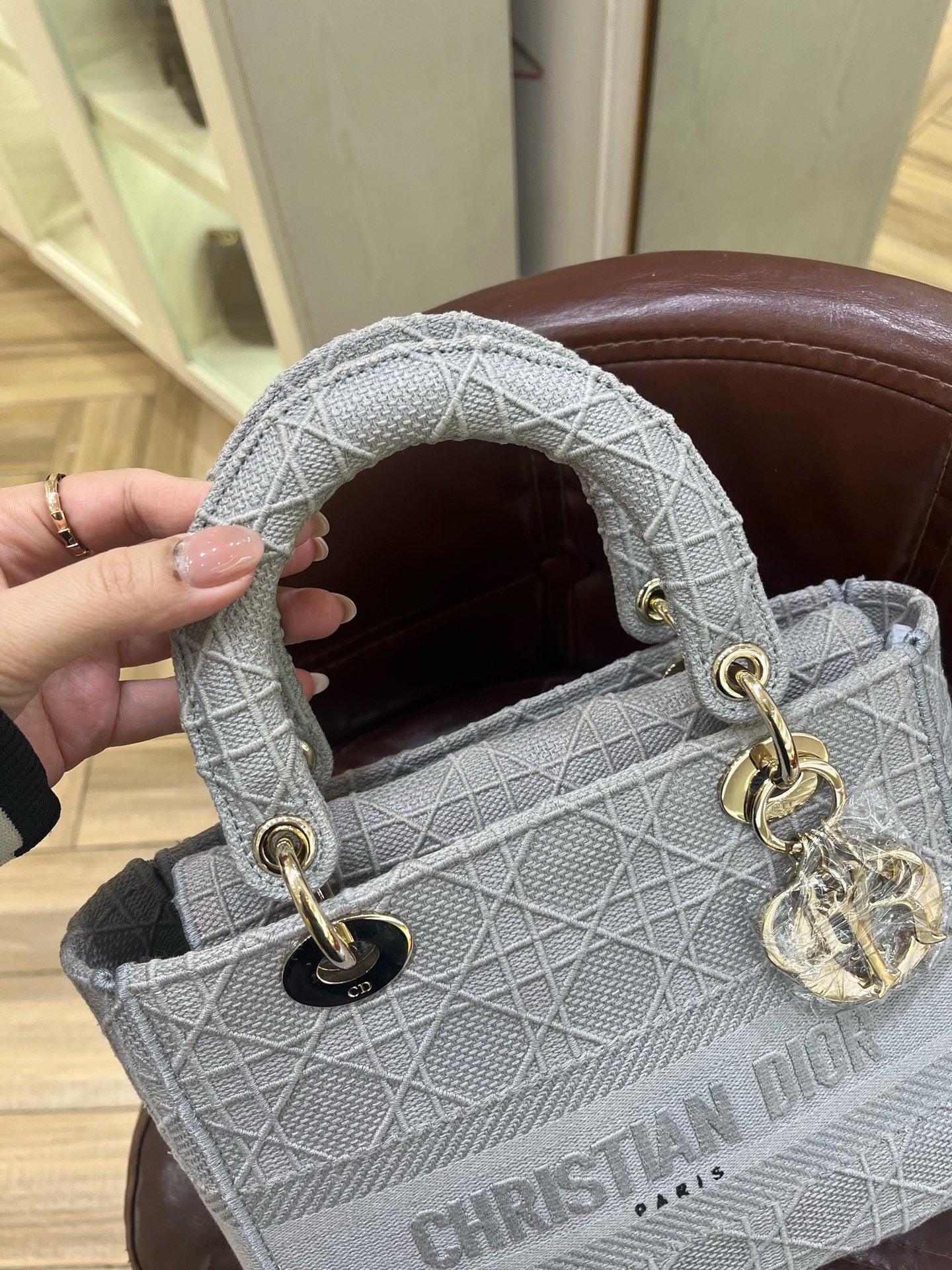 Lady Dior D-Lite embroidered-canvas
