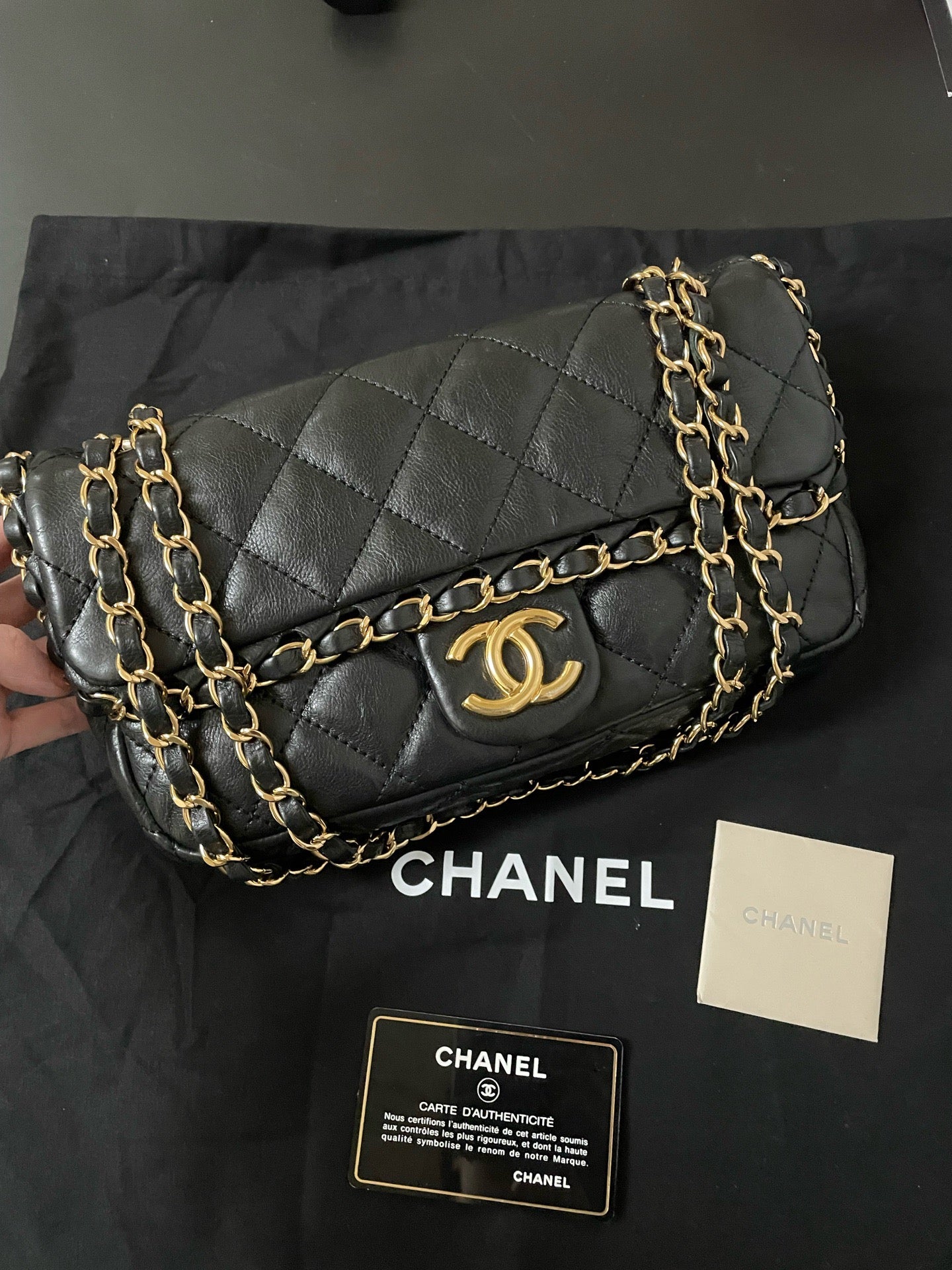 Chanel Classic Edge Trim Black & Gold Shoulder bag/Crossbody bag