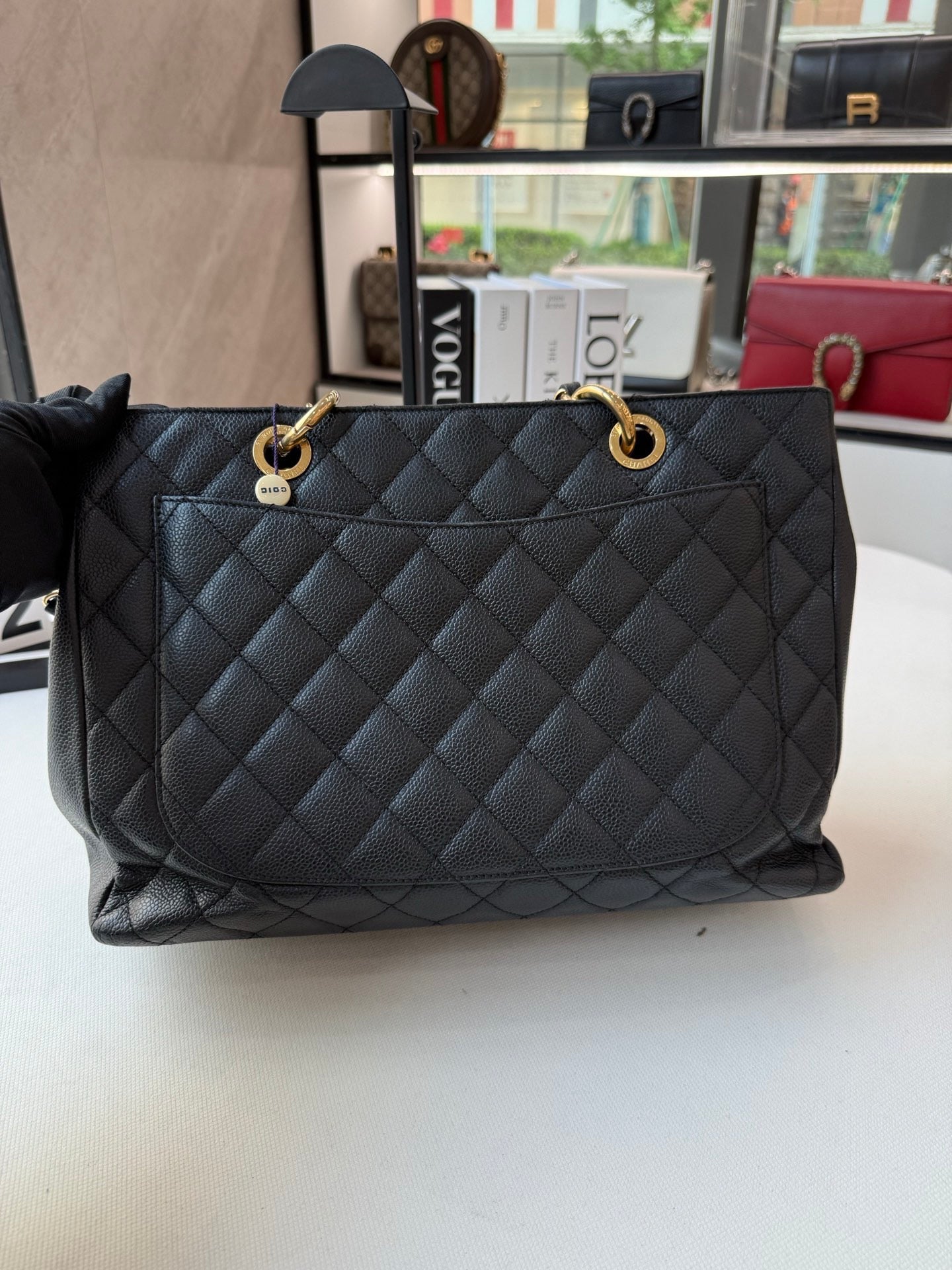 Chanel GST Medium Black Caviar Leather Shoulder Bag