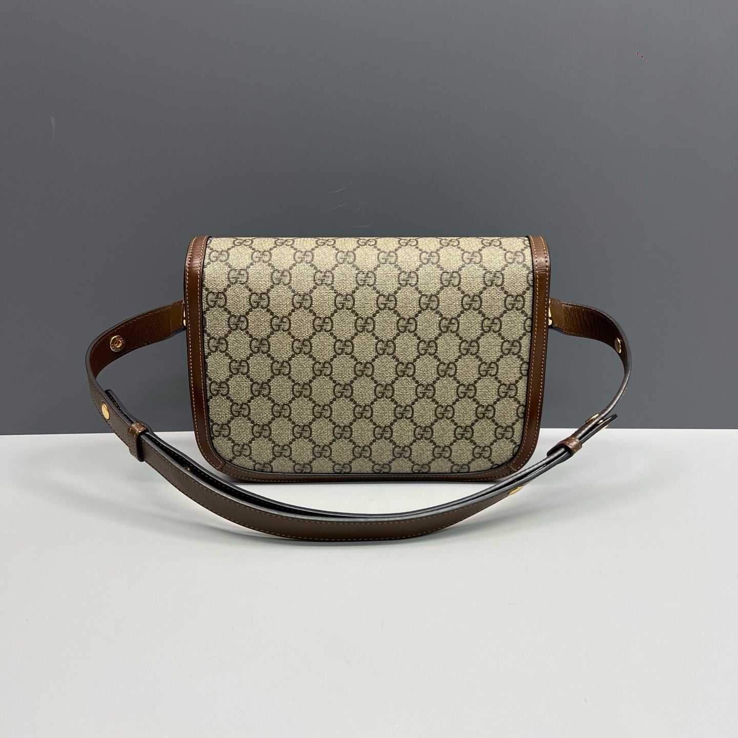 Gucci Horsebit 1955 GG Supreme Brown Leather Trim