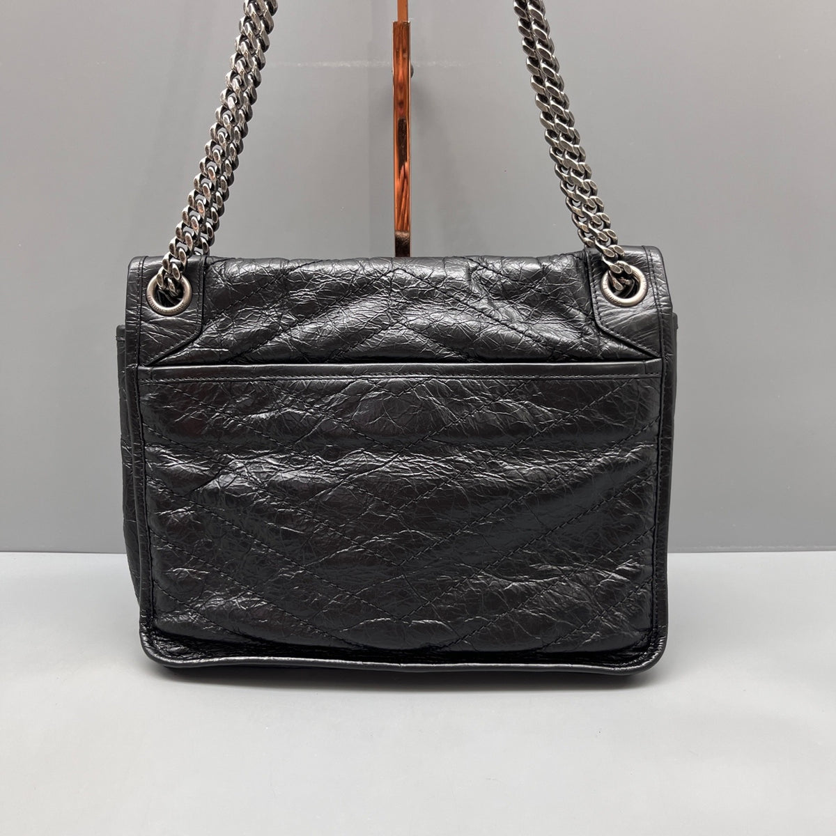 Saint Laurent Niki Medium, Black Crinkled Calfskin