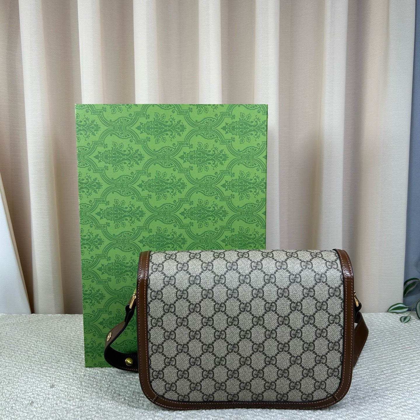 Gucci 1955 Horsebit Ebony Monogram Canvas Shoulder/Crossbody Bag