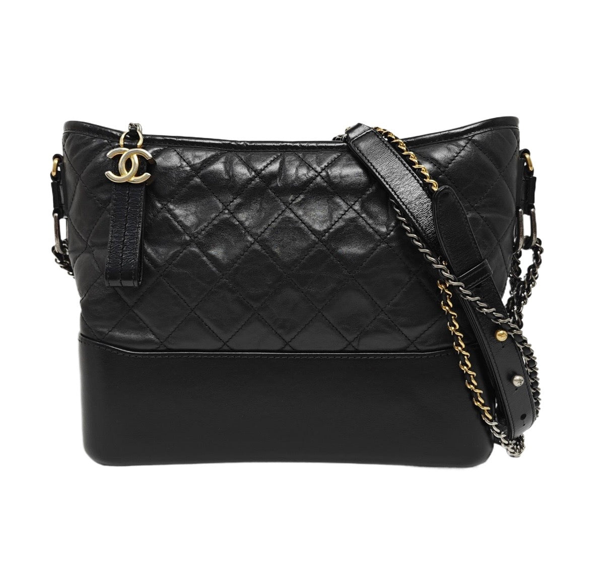 Chanel Gabrielle Medium Black Aged Calfskin Mixed‑Metal
