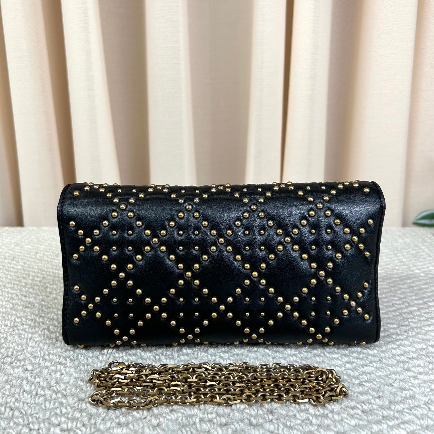 DIOR Black Studded Lambskin WOC Chain Bag