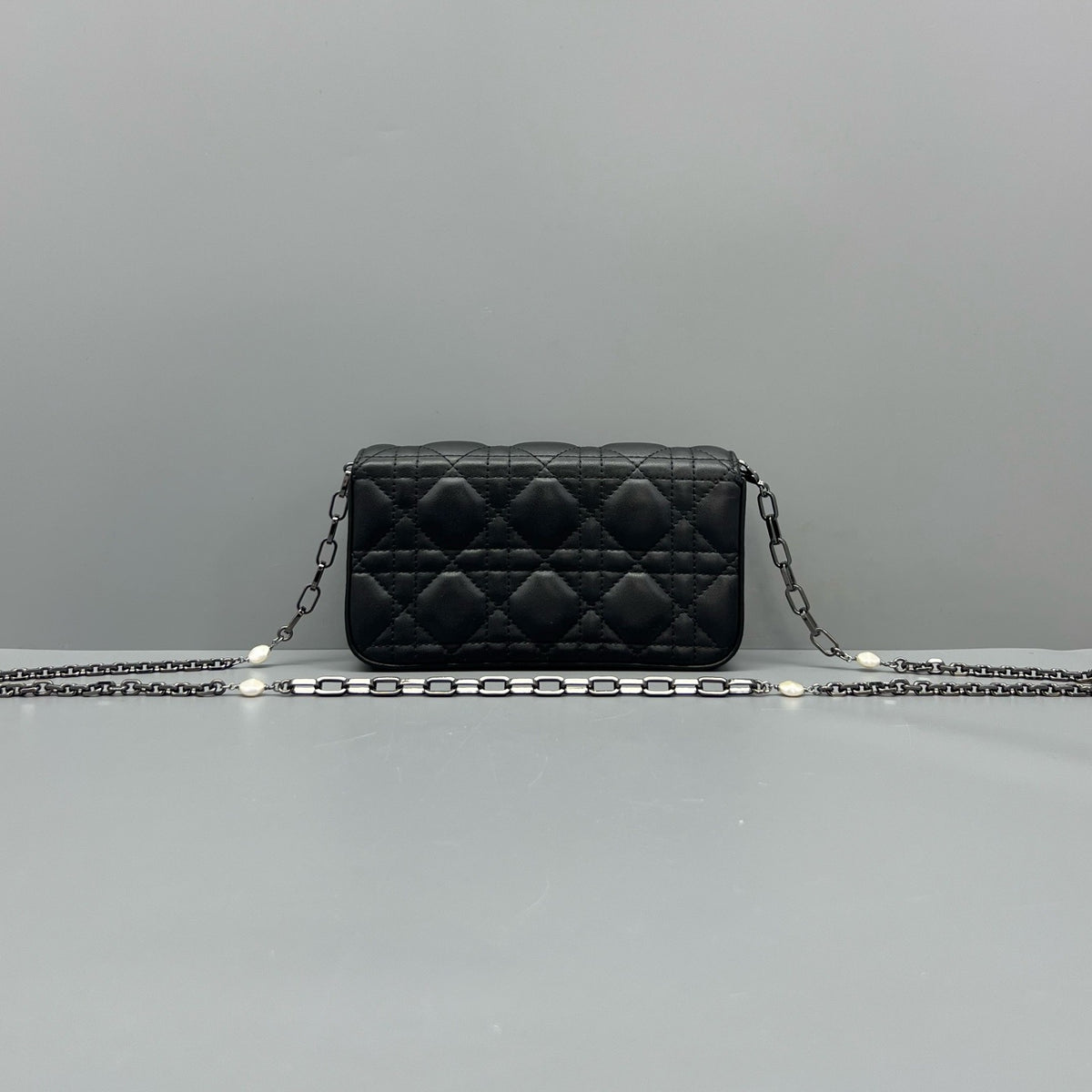 Dior Black Cannage Leather Handbag Silver Hardware