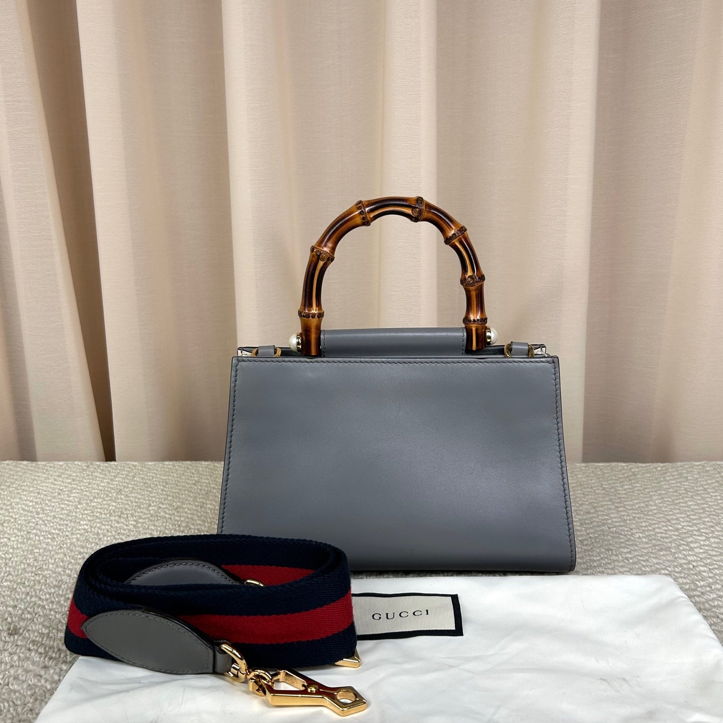 Gucci Bamboo 24 Pearl Grey Bag