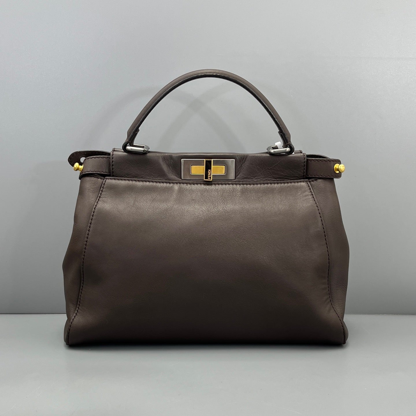 Fendi Brown Smooth Leather Medium Peekaboo