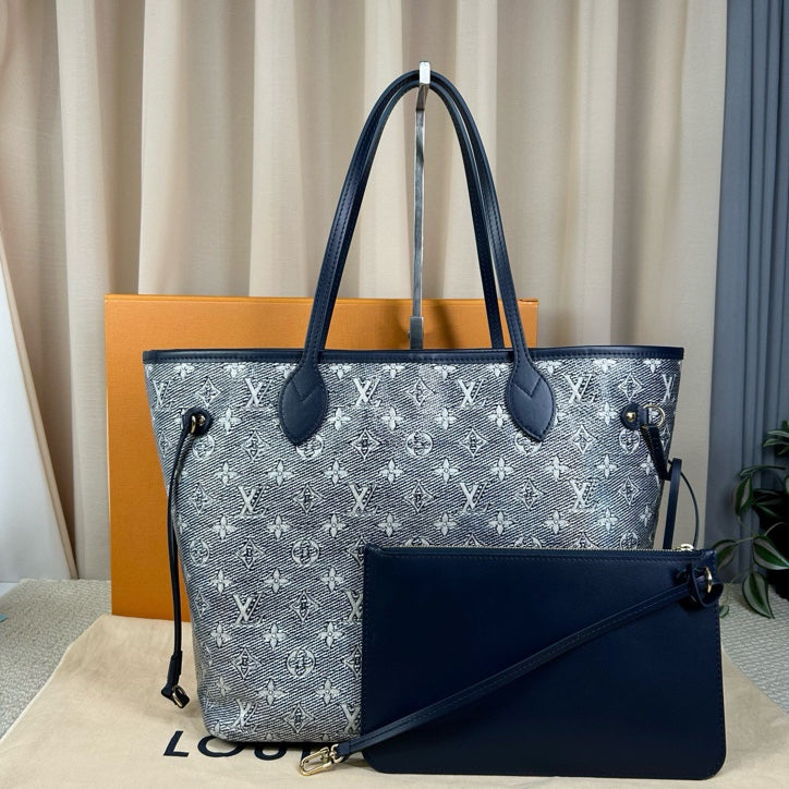 Louis Vuitton Shiny Denim Neverfull Tote Bag 32cm