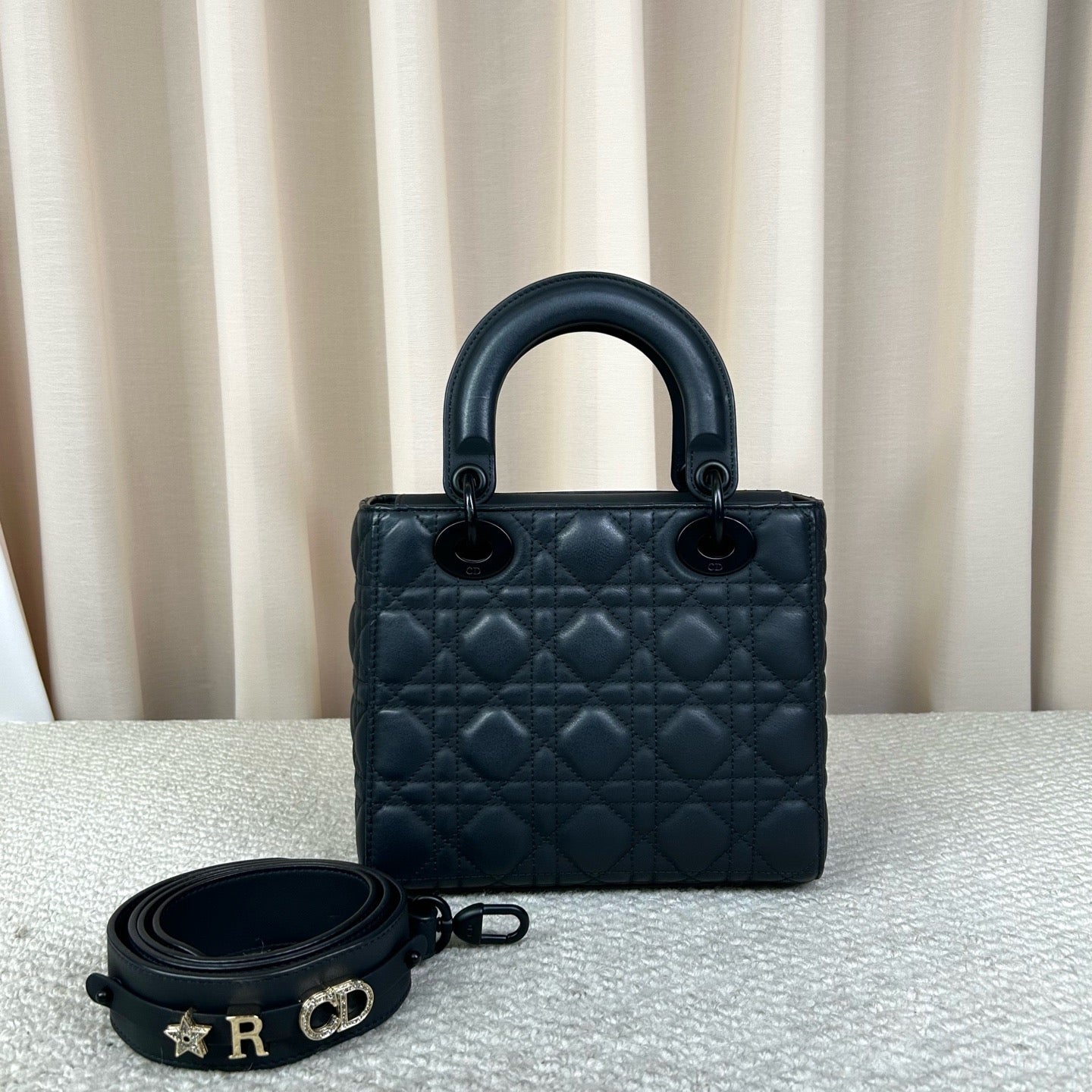 Dior Lady Dior Four-Panel Matte Black Bag