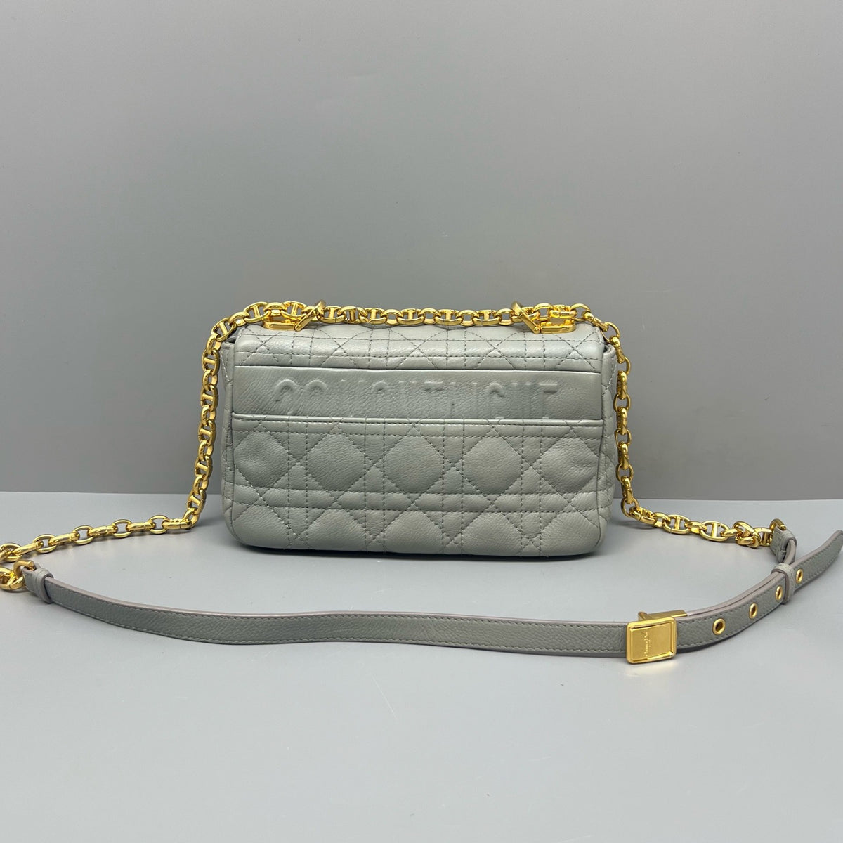 Dior Haze Blue Cannage Leather Caro Handbag Gold Hardware