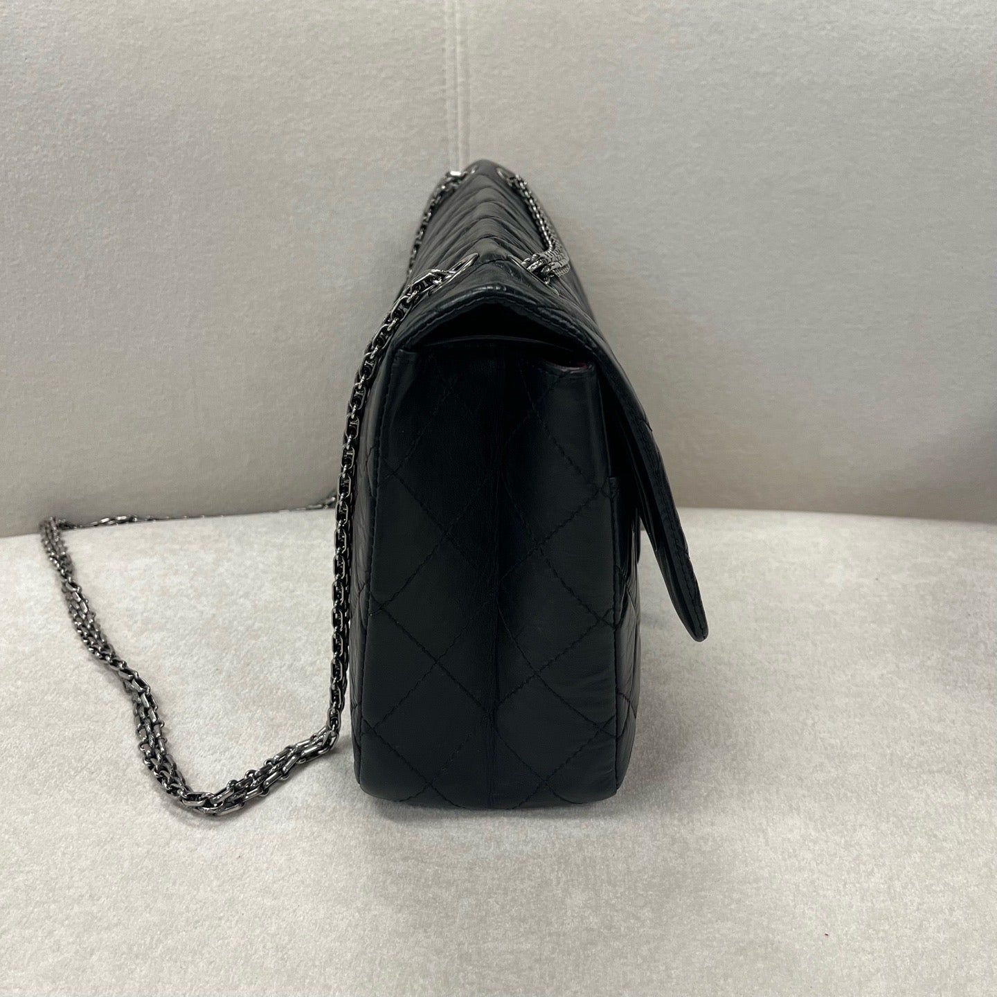 Chanel 2.55 Jumbo Black Quilted Calfskin Flap Bag