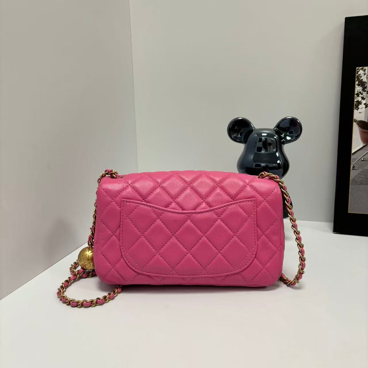 Chanel Classic Flap Large Mini Crossbody Bag in Bright Pink