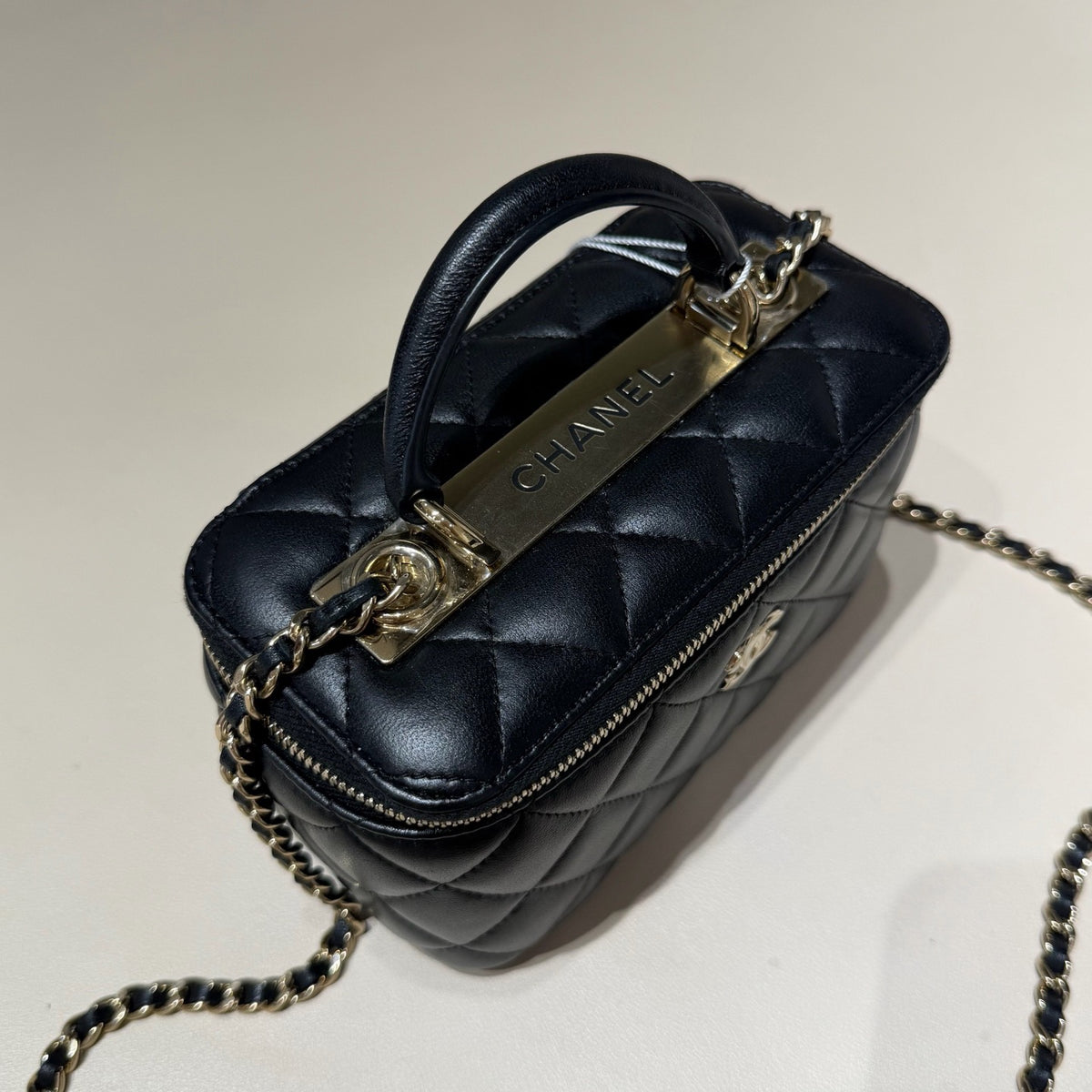 Chanel Trendy CC Long Vanity Case, Black Lambskin Leather