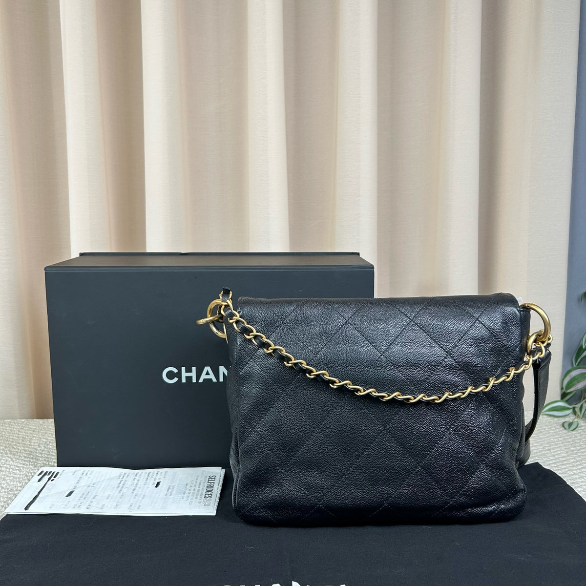 Chanel SuppleTwins Hobo Bag Black Caviar Quilted 24.5cm