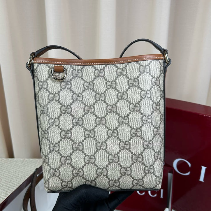 New Gucci GG Emblem Mini Bucket Bag