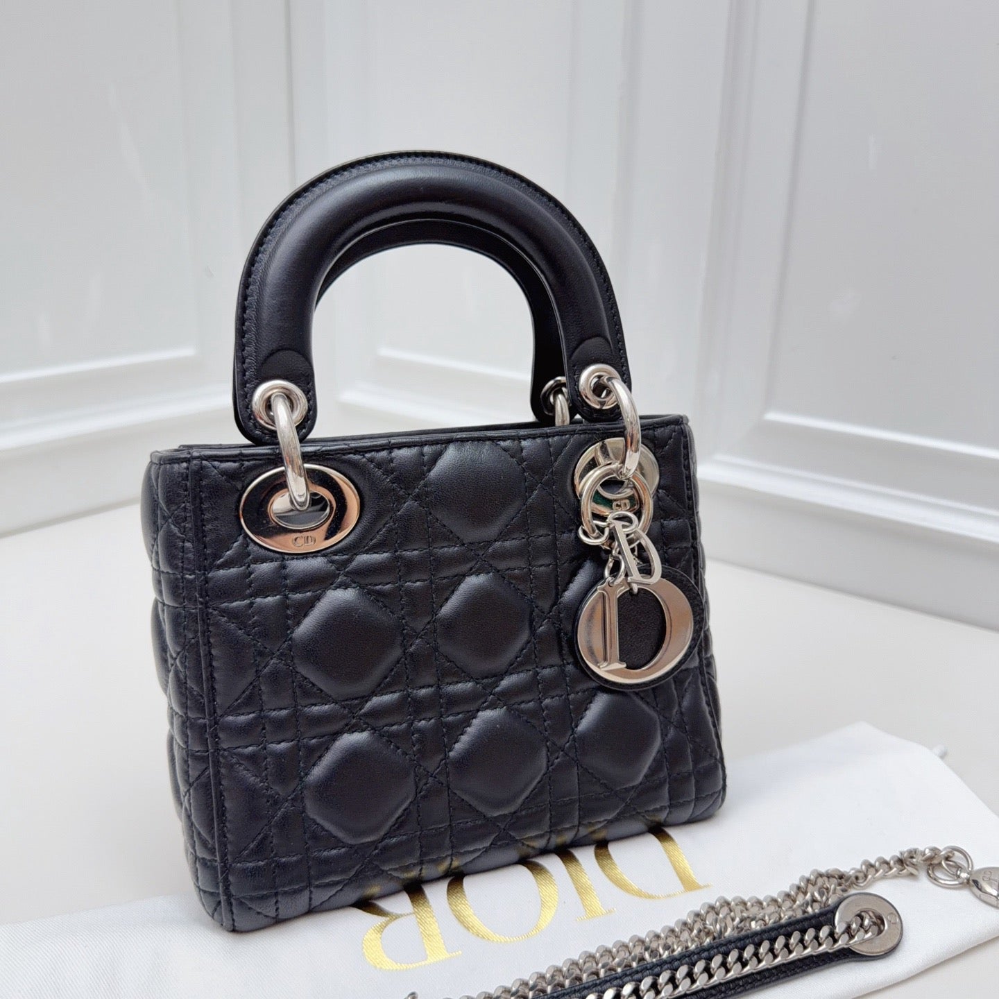 Dior Mini Lady Dior Black Lambskin Handbag