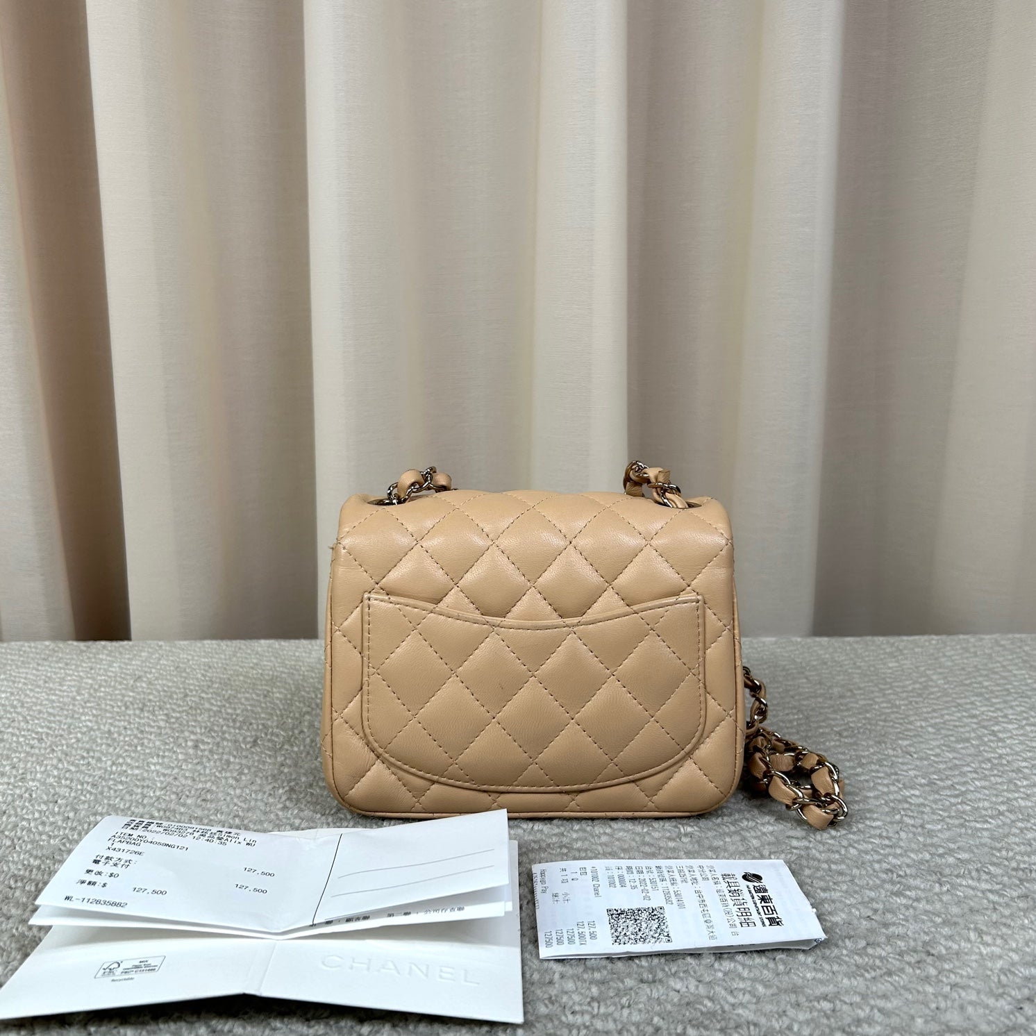 Chanel Square Flap Lambskin Chain Bag