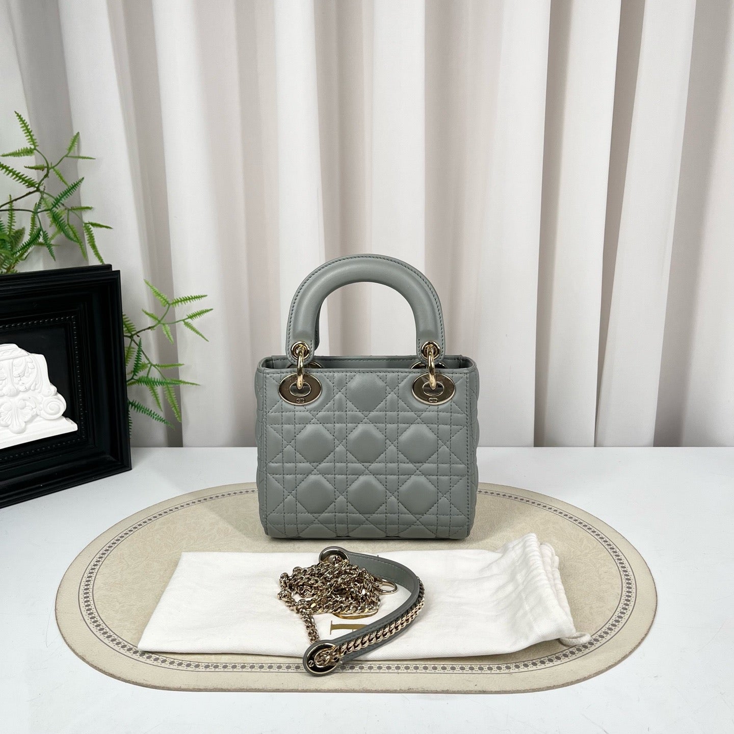 Dior Lady Dior Mini Grey Bag