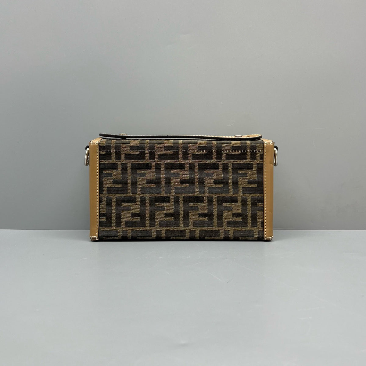 Fendi FF Zucca Canvas & Brown Leather Baguette Shoulder