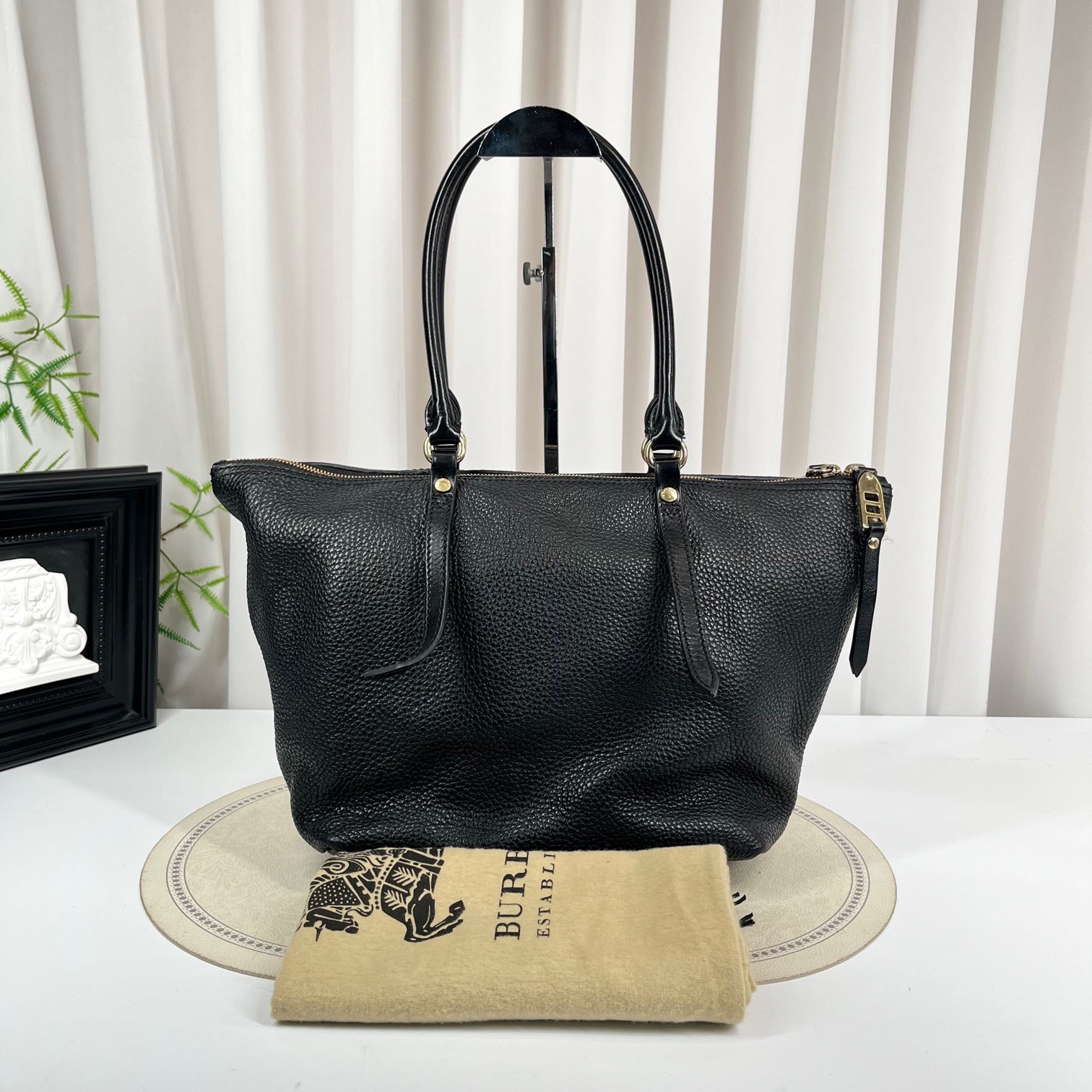 Burberry Black Leather Tote Bag Shoulder Bag