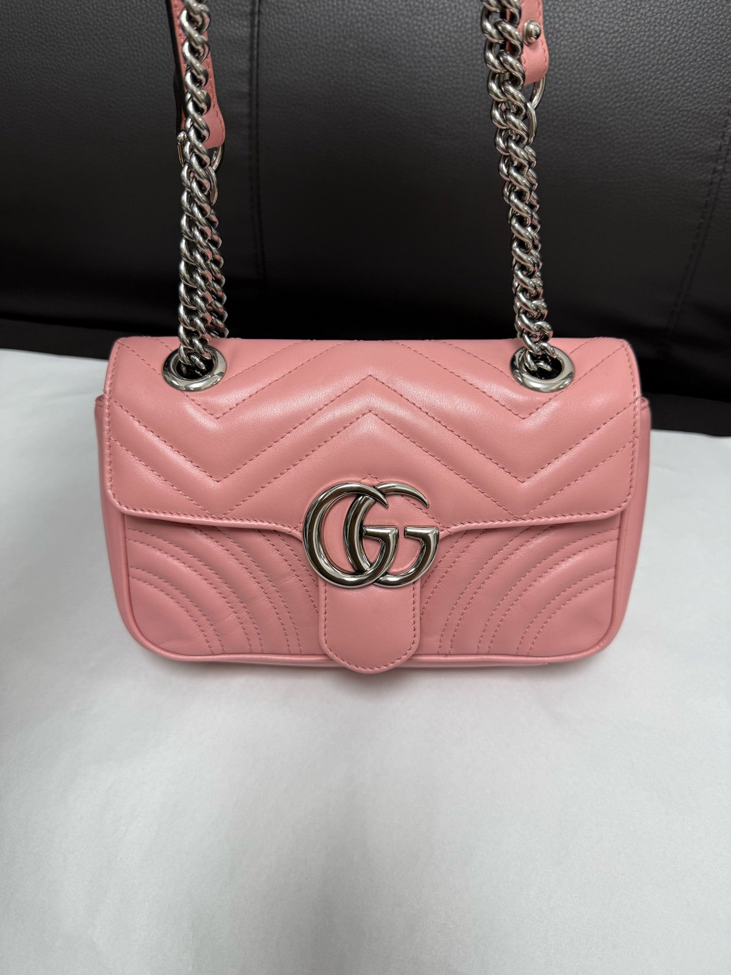 Gucci GG Marmont Small Pink Silver Hardware