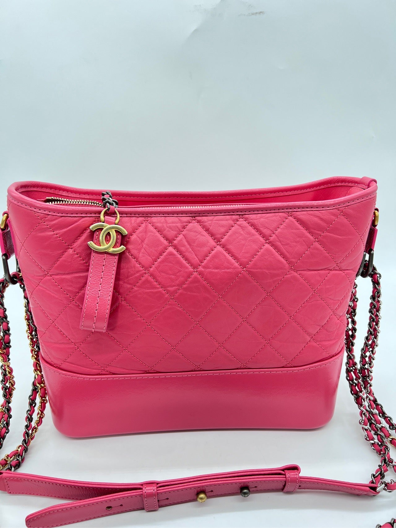 Chanel Gabrielle Large Pink Diamond Quilt Calfskin