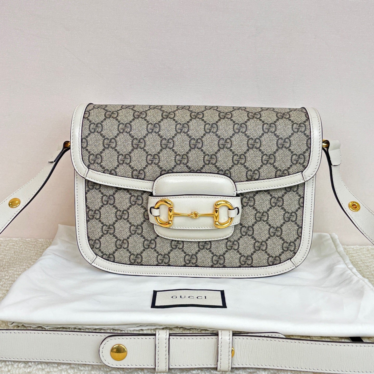 Gucci 1955 Horsebit GG Supreme White