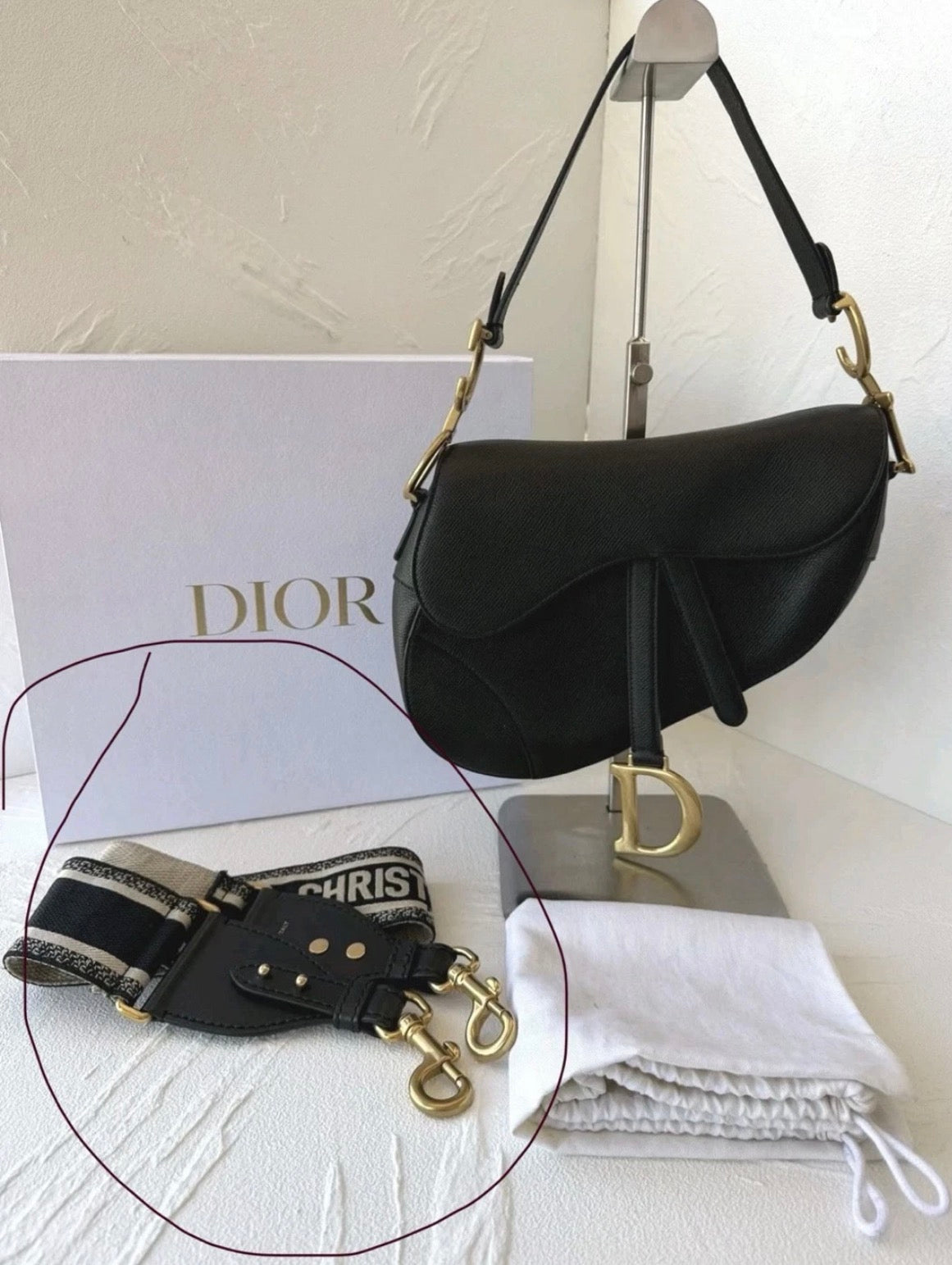 Dior Medium Saddle Bag with Christian Dior Strap