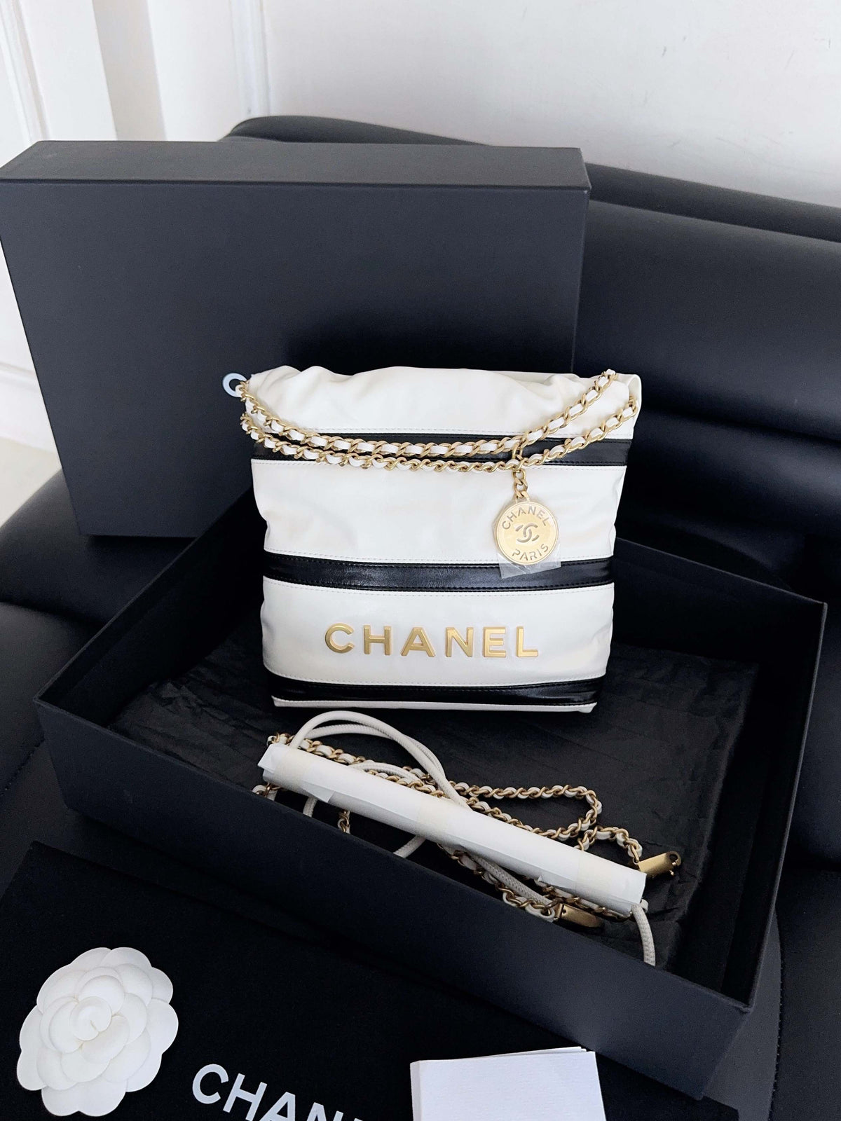 Chanel 22 Bag Mini, Black‑and‑White
