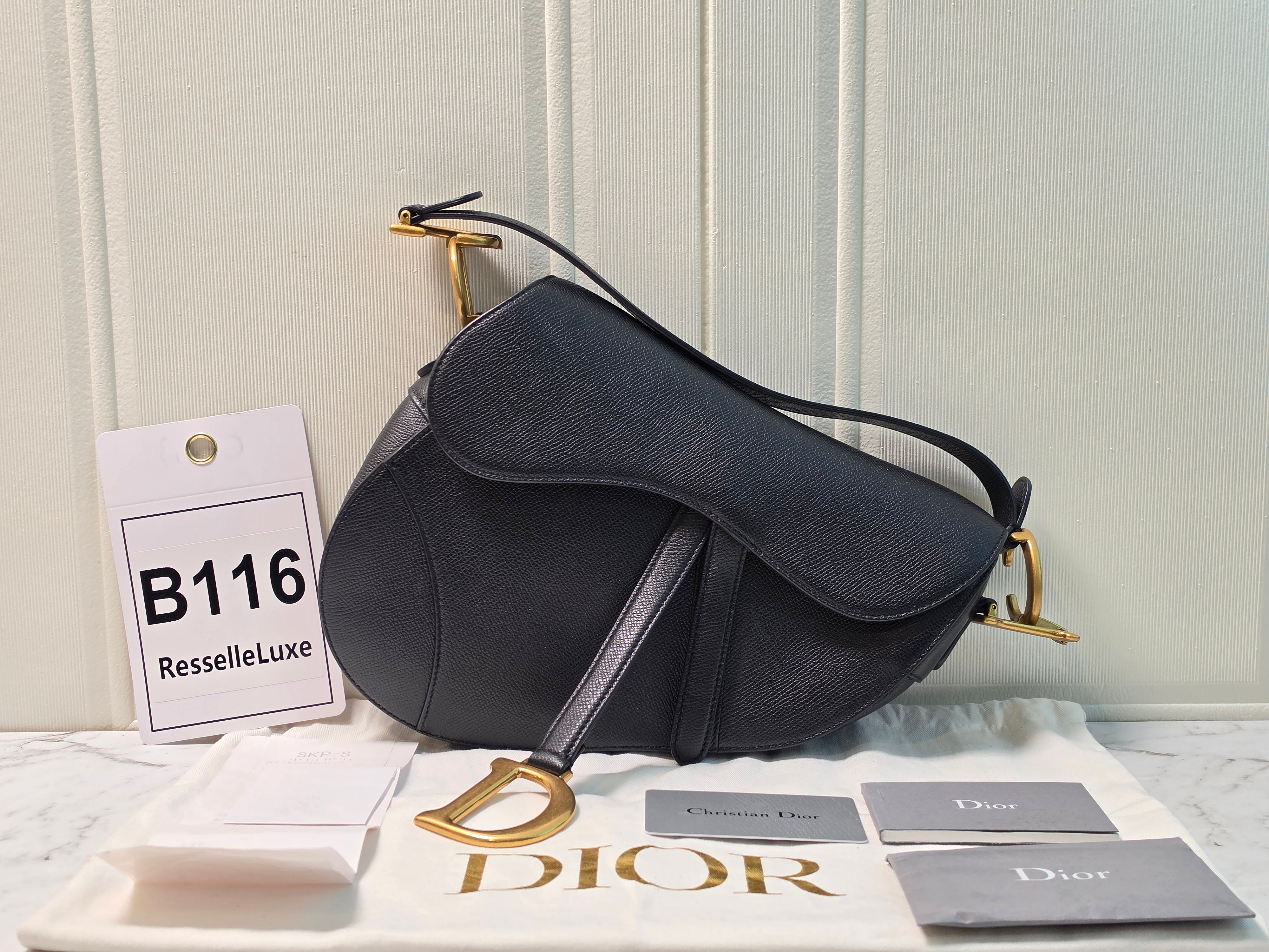 Christian Dior Saddle Black Grained Leather