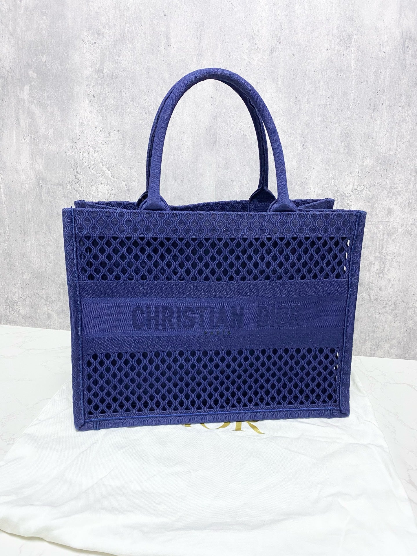 Dior Book Tote Medium Dark Blue Mesh