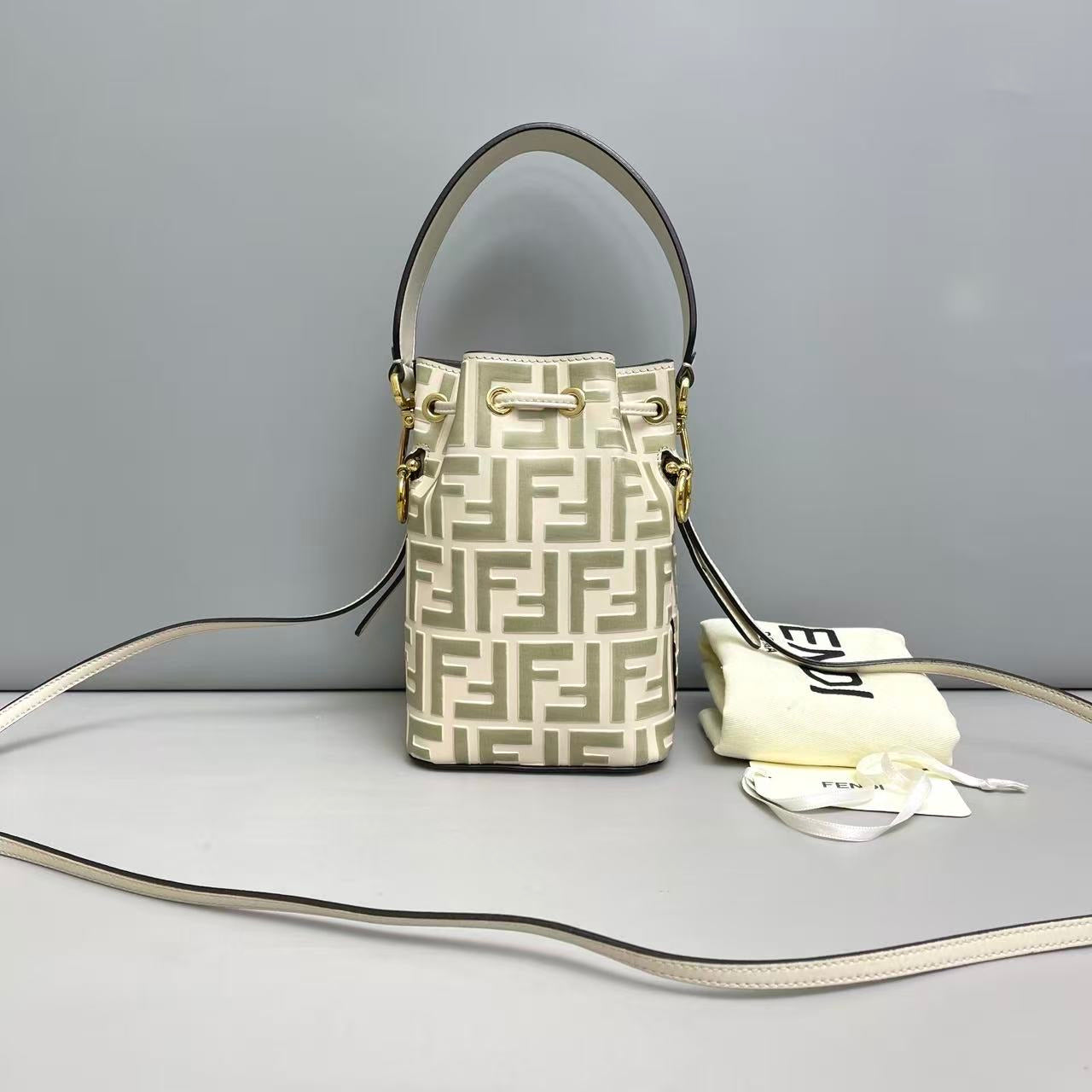 Fendi Mon Trésor Mini FF Embossed Bucket Bag