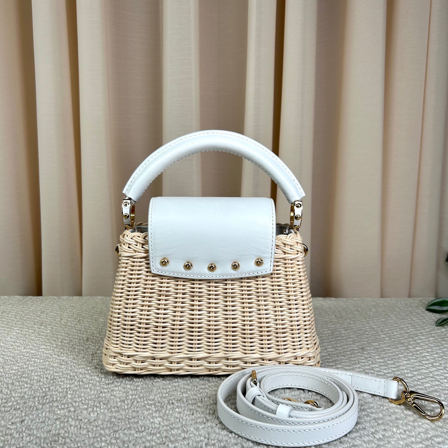 Louis Vuitton Capucines Mini Wicker & White Leather