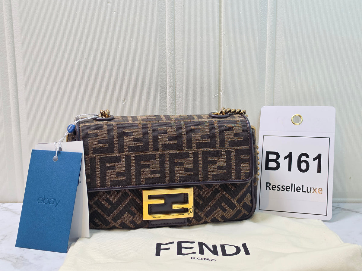 Fendi Medium Baguette FF Zucca Canvas Shoulder Bag