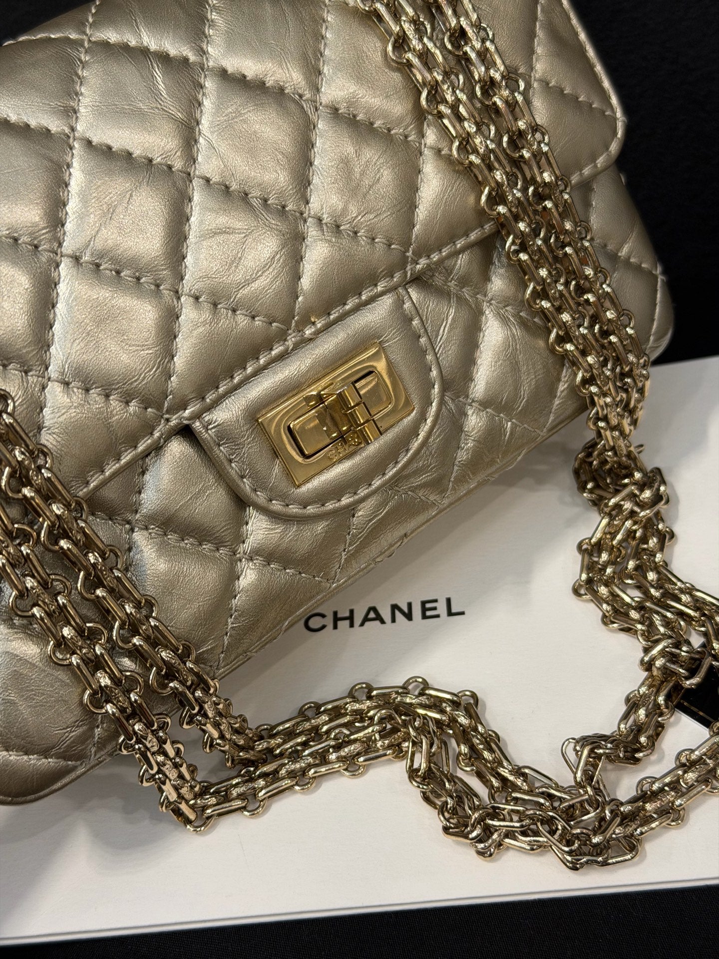 Chanel 2.55 Mini Reissue Champagne Gold