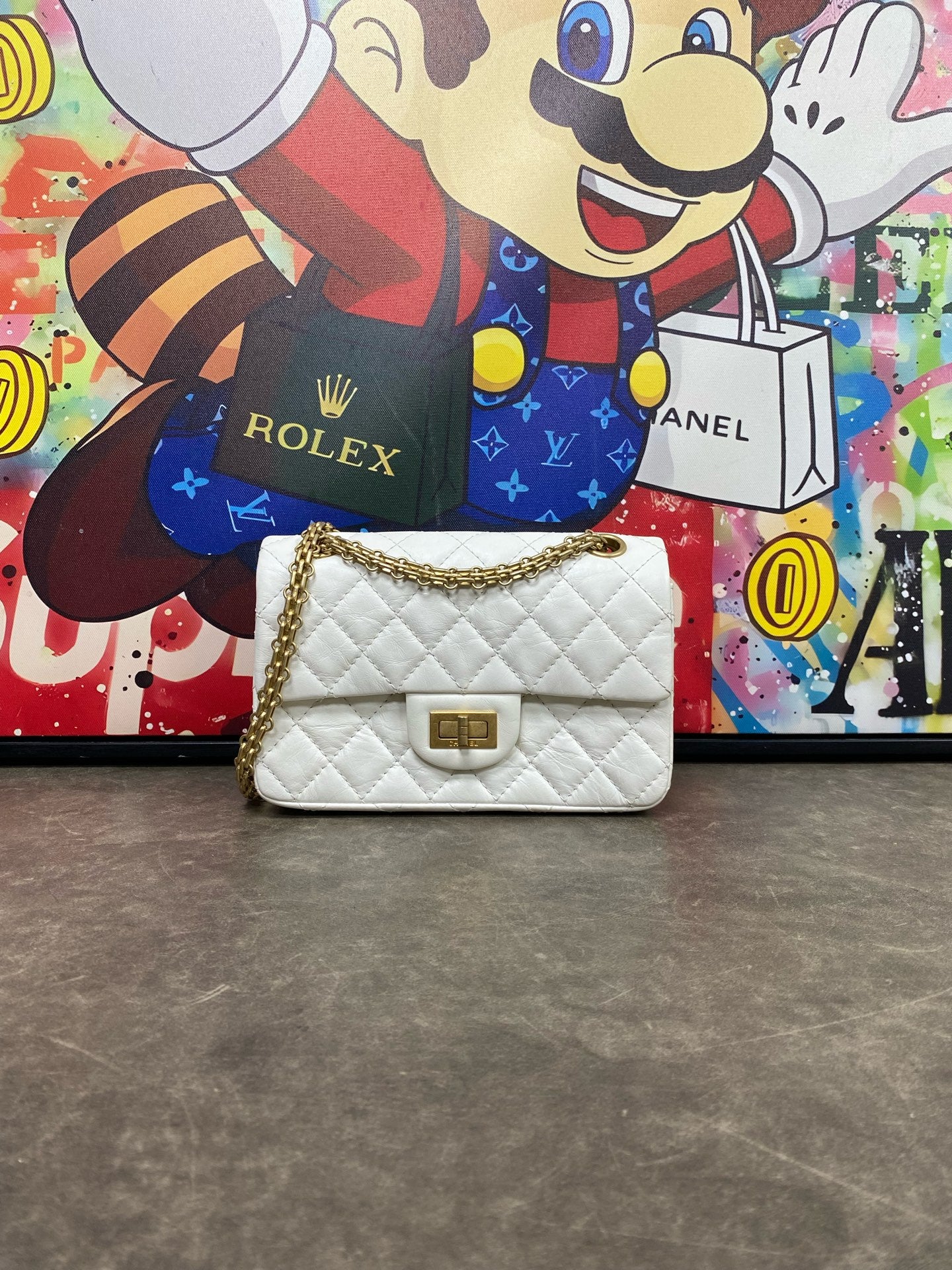 Chanel 2.55 Mini White Quilted Leather