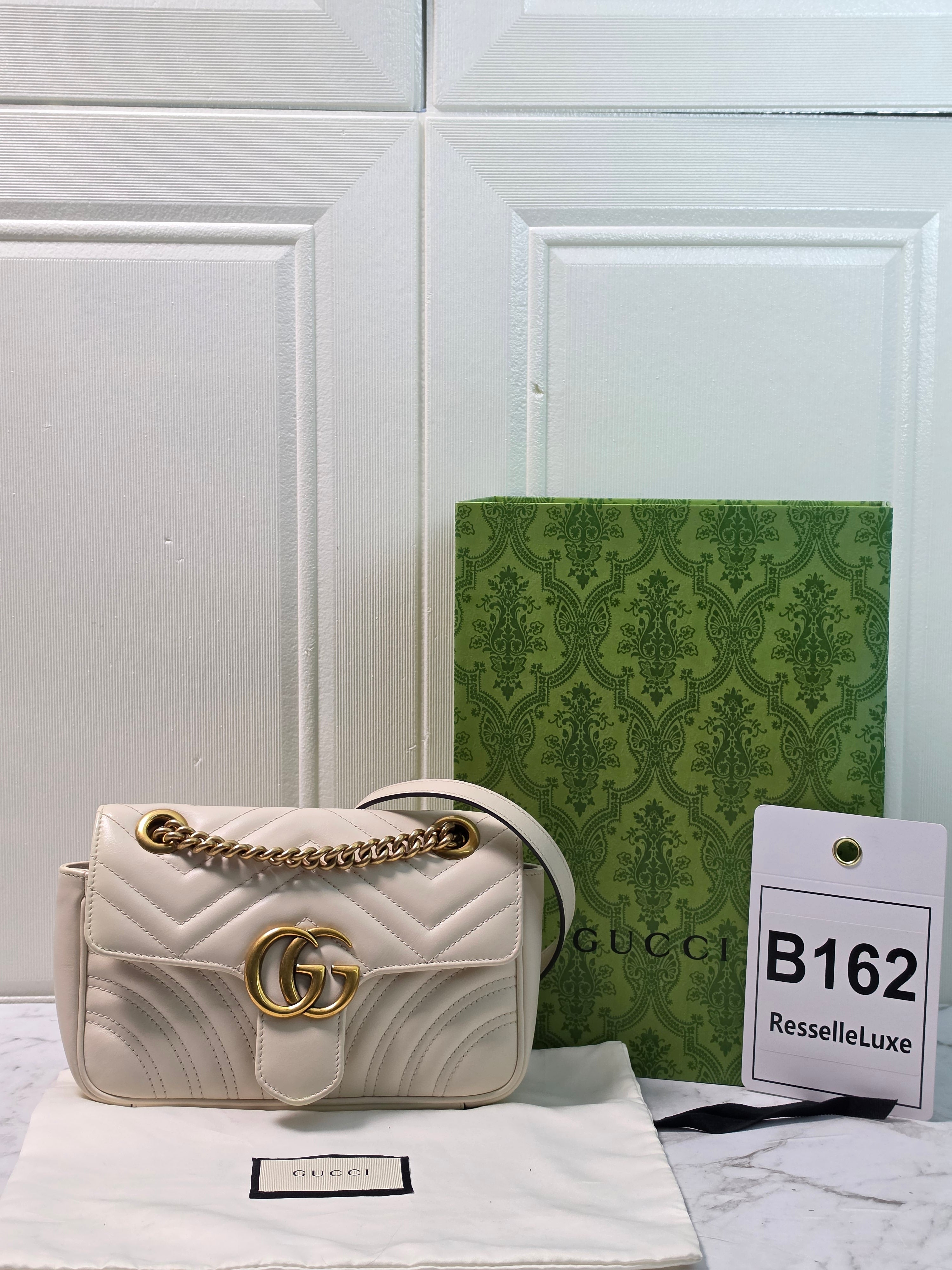 Gucci GG Marmont Flap Mini White Crossbody Bag