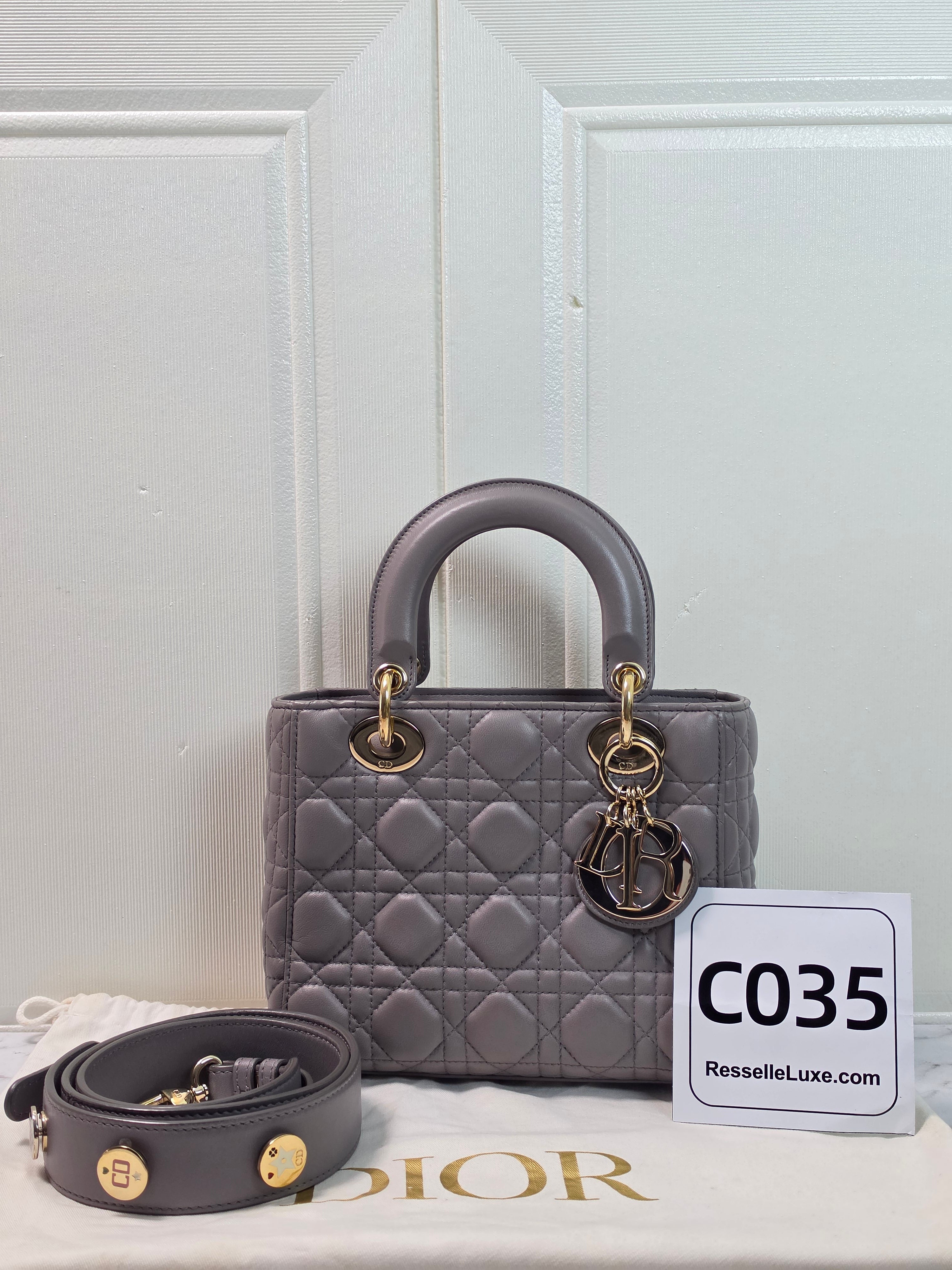 Christian Dior Lady Dior Small Grey Handbag
