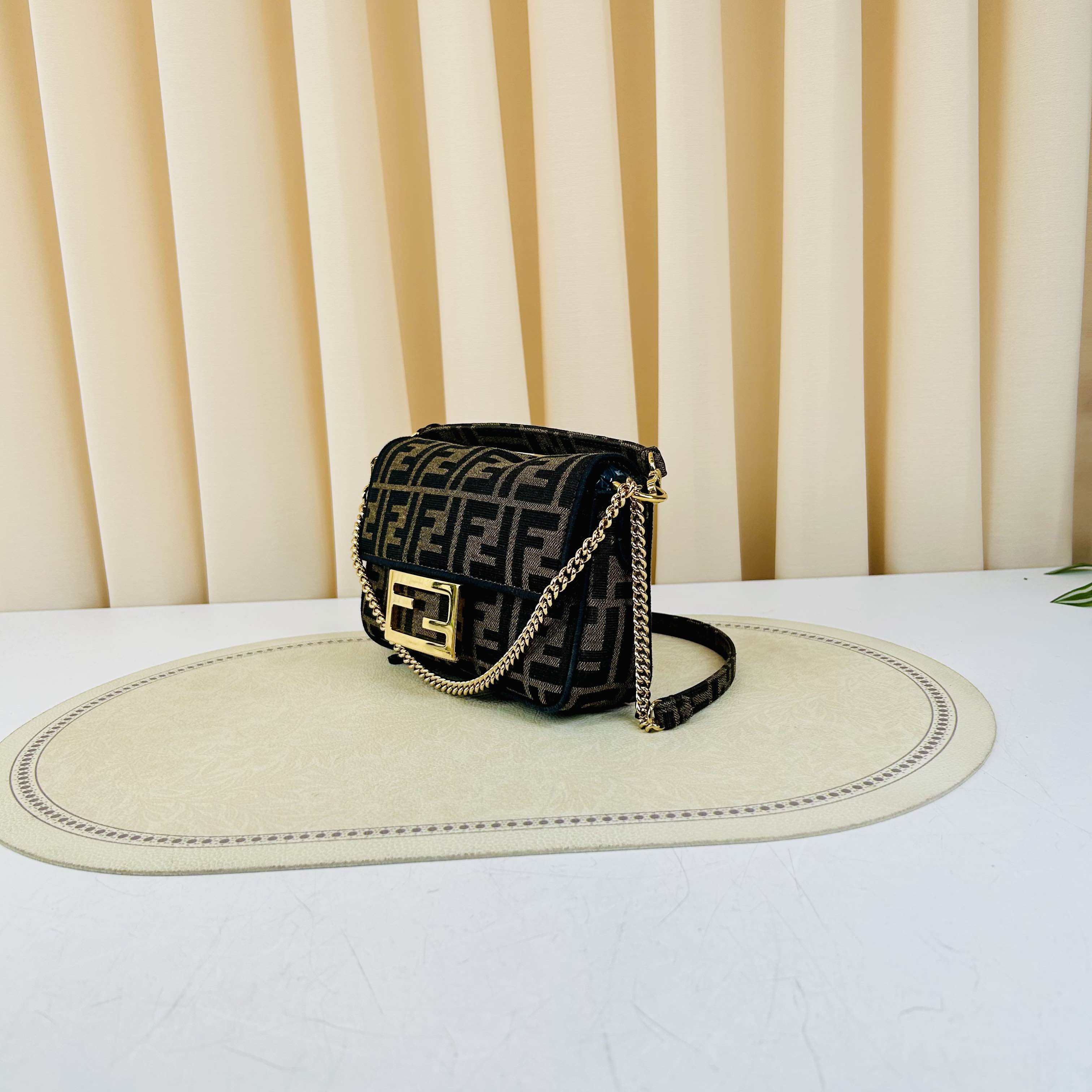 Fendi Mini Baguette – Zucca Canvas – Brown/Black FF