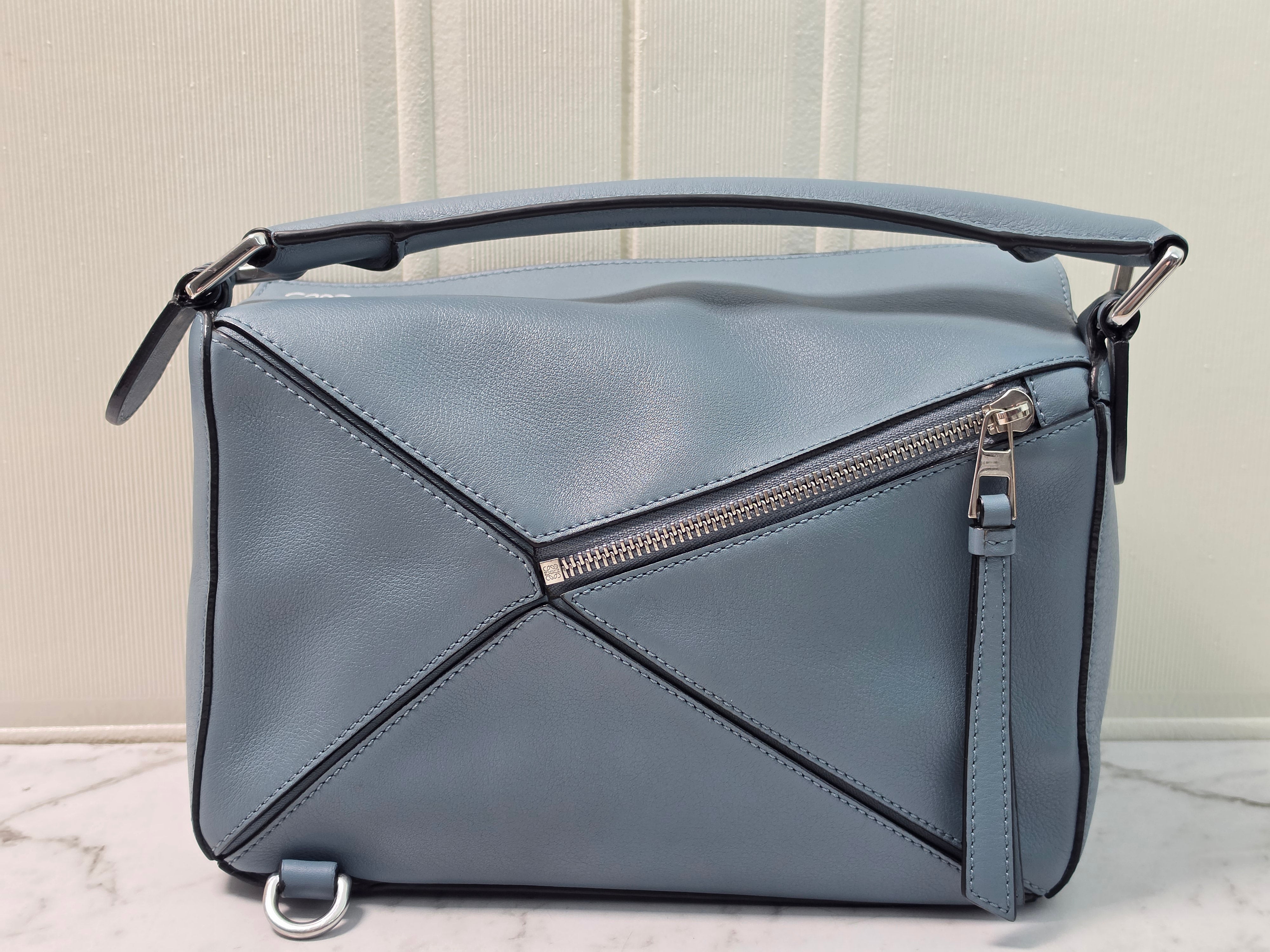 Loewe small Puzzle Crossbody Bag in Ash Blue Smooth Soft