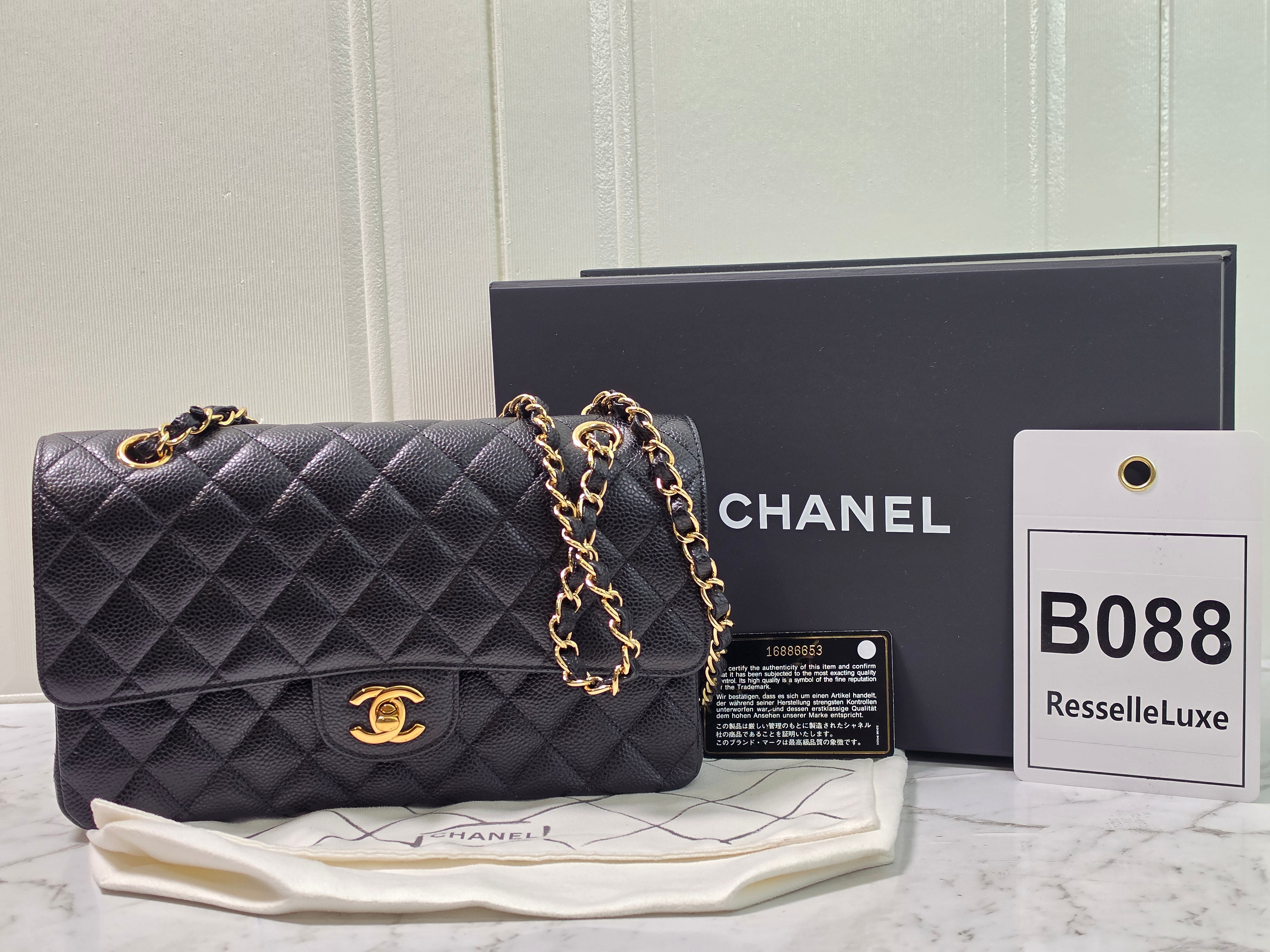 Chanel Classic Flap Black Caviar Leather 16 Series