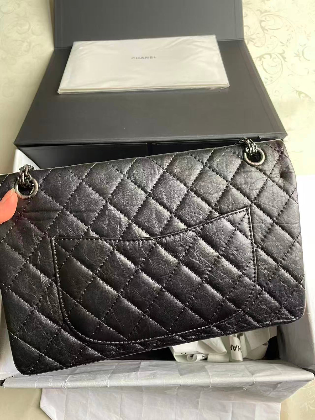 Chanel 2.55 Reissue Medium Black Aged Calfskin Silver Hardware 15Series