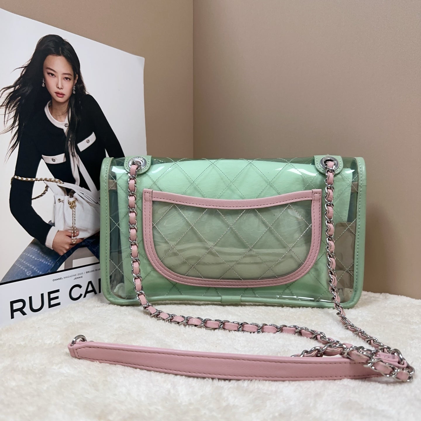 Chanel Classic Flap Medium Transparent Pastel Colorblock PVC Bag