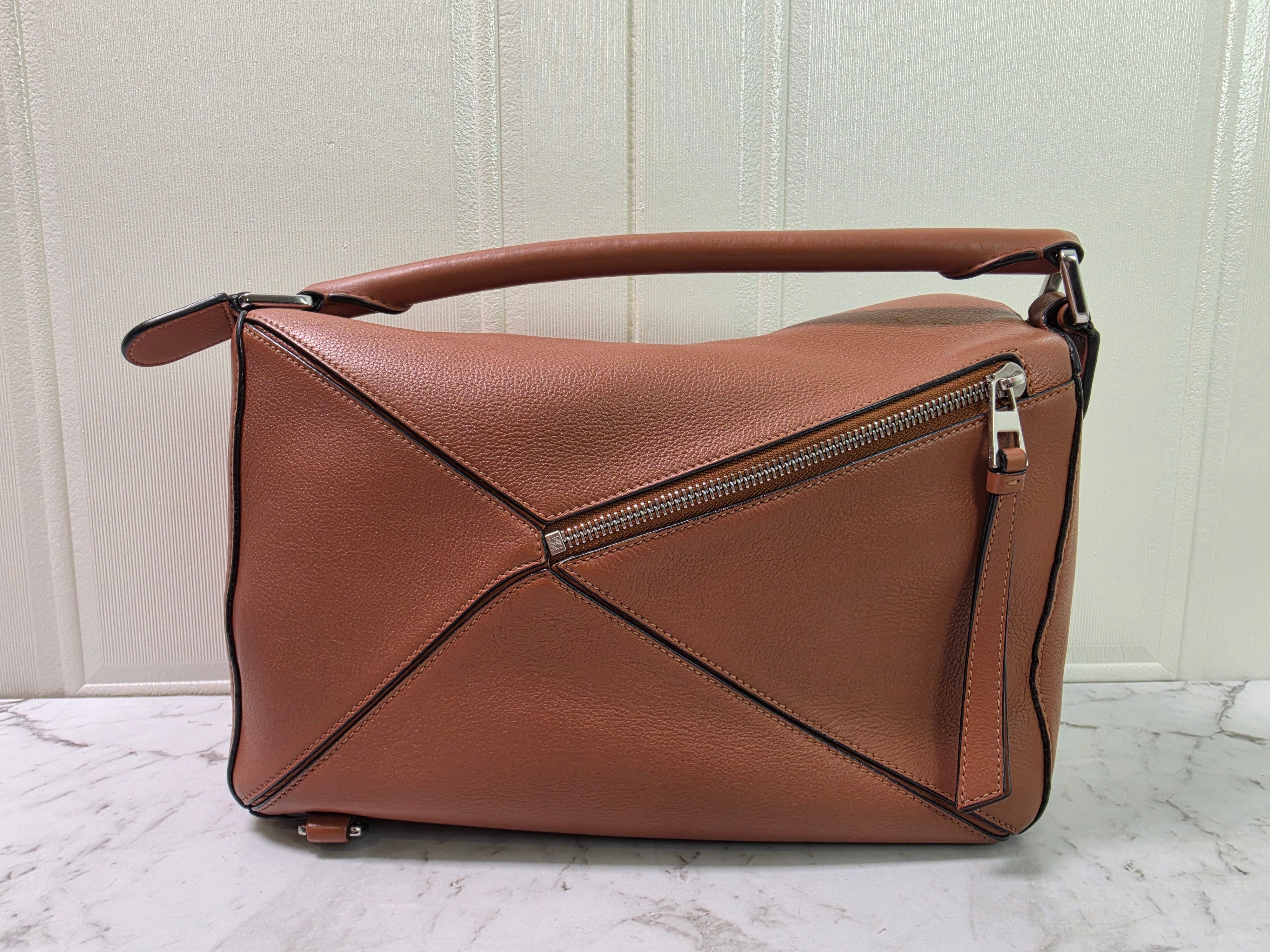 Loewe Puzzle Medium Tan Silver Hardware