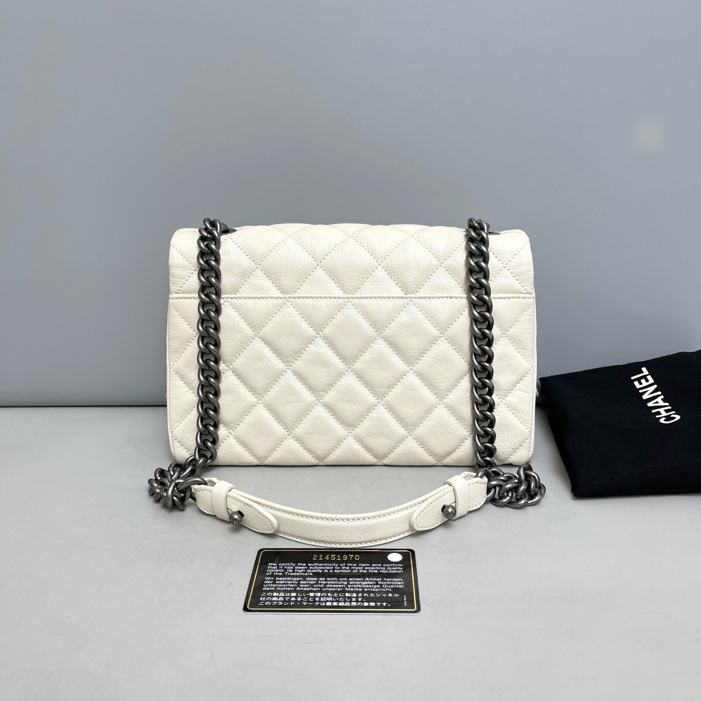 Chanel White Quilted Medium Flap Handbag
