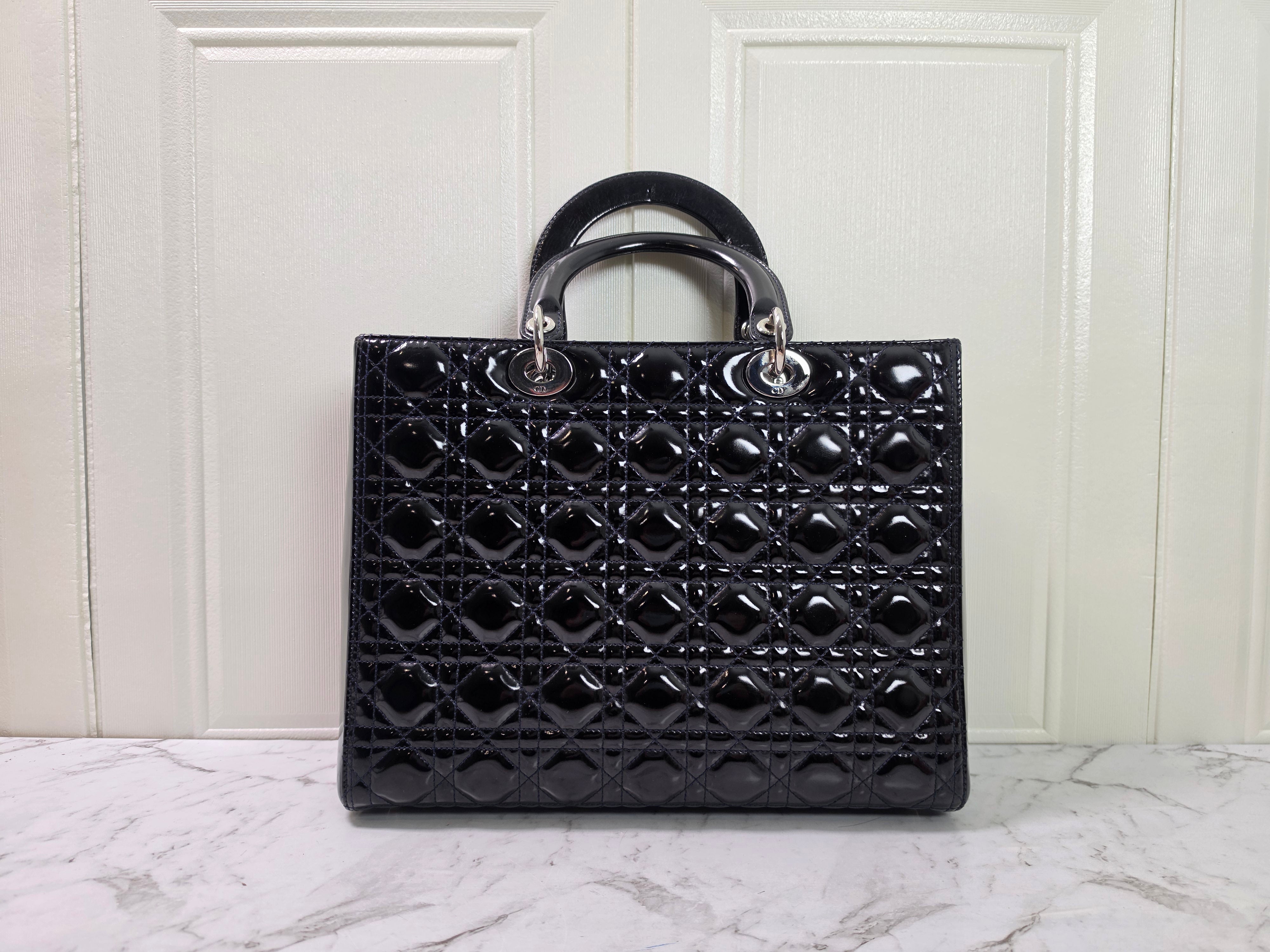 Dior Lady Dior Large Patent Leather Black (Repainted)