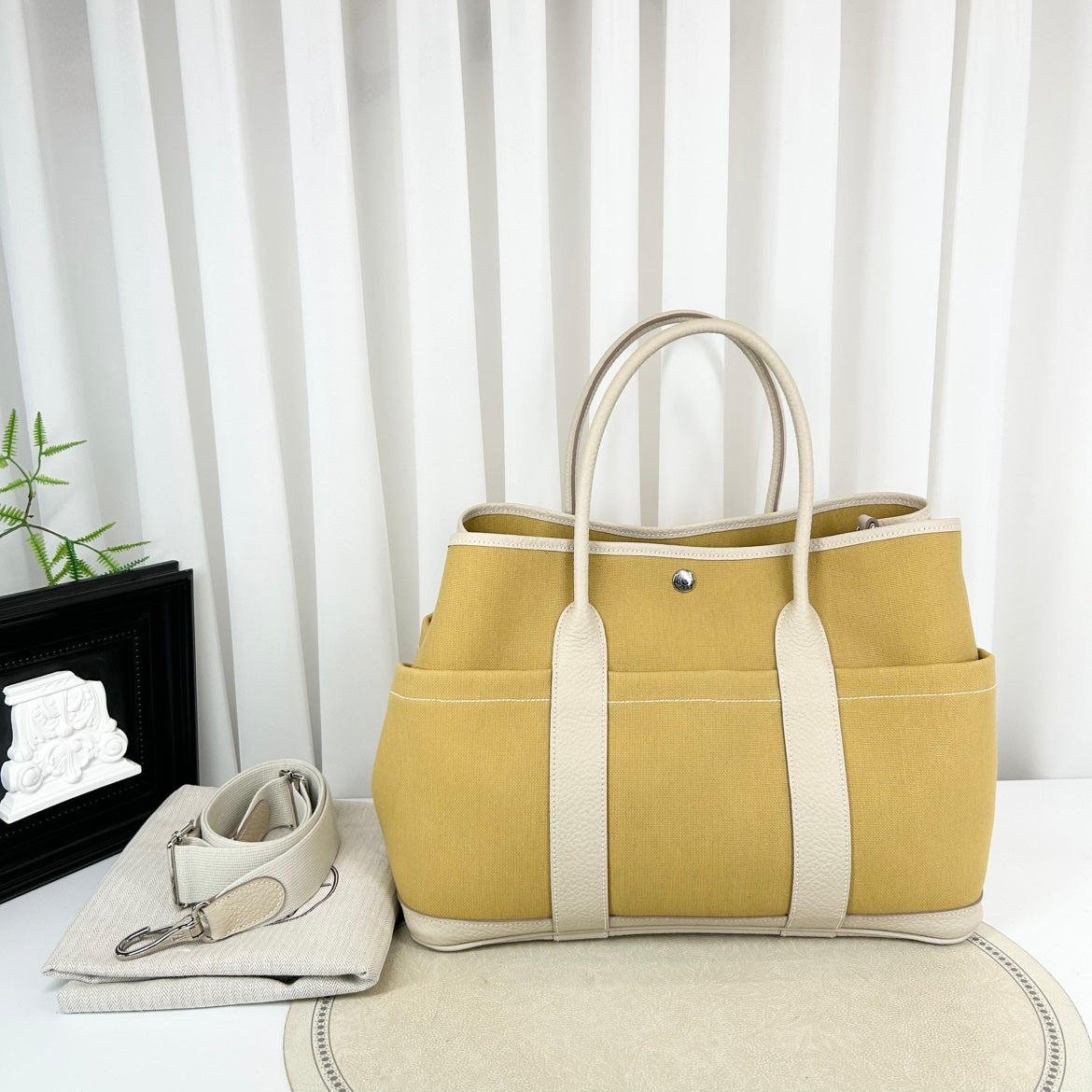 Hermès Garden Party 36 Sesame/Crème Canvas & Leather