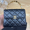 Chanel Mini Enamel Handle Black Lambskin Gold HW Chain Crossbody Bag