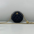 Chanel Black Quilted Round Crossbody Gold Ball Chain