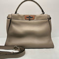 Fendi Peekaboo Large Elephant Grey Leather Crossbody Bag